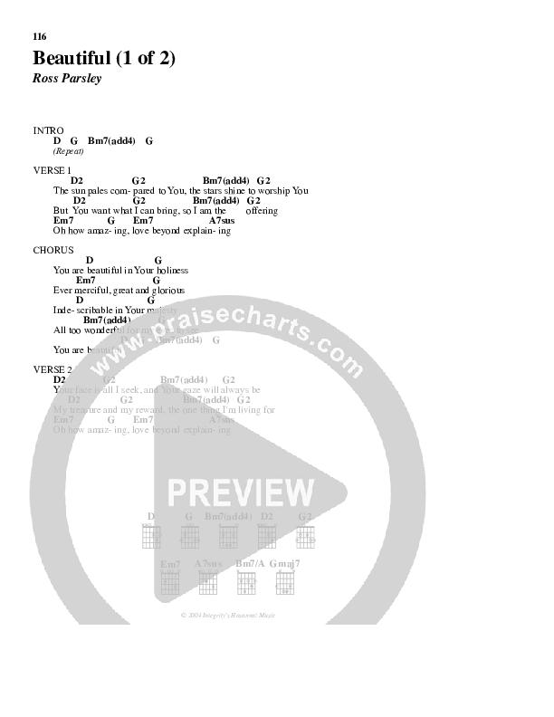 Beautiful Chord Chart (New Life Worship)