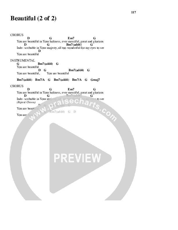 Beautiful Chord Chart (New Life Worship)