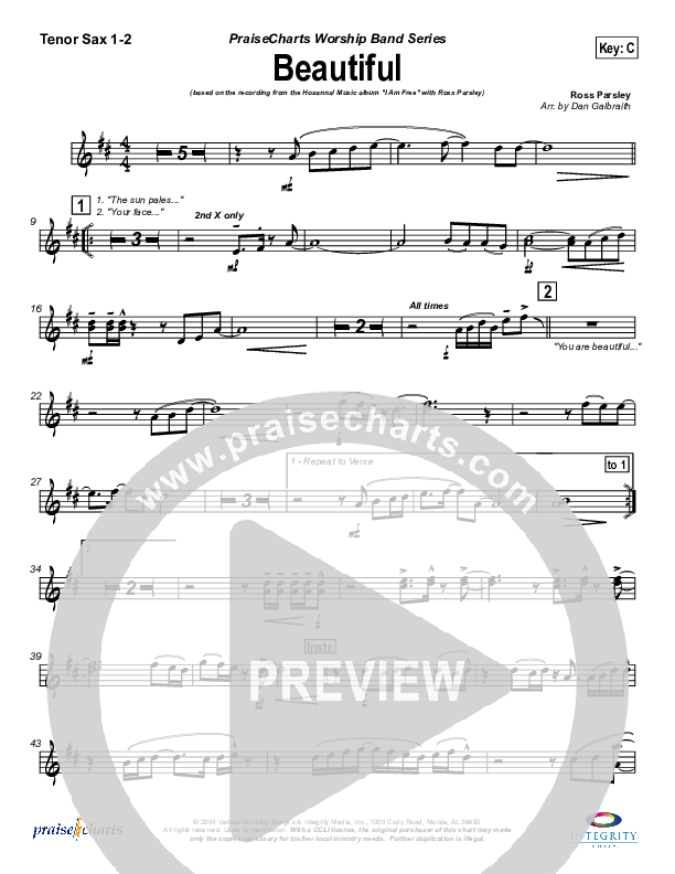 Beautiful Tenor Sax 1/2 (New Life Worship)