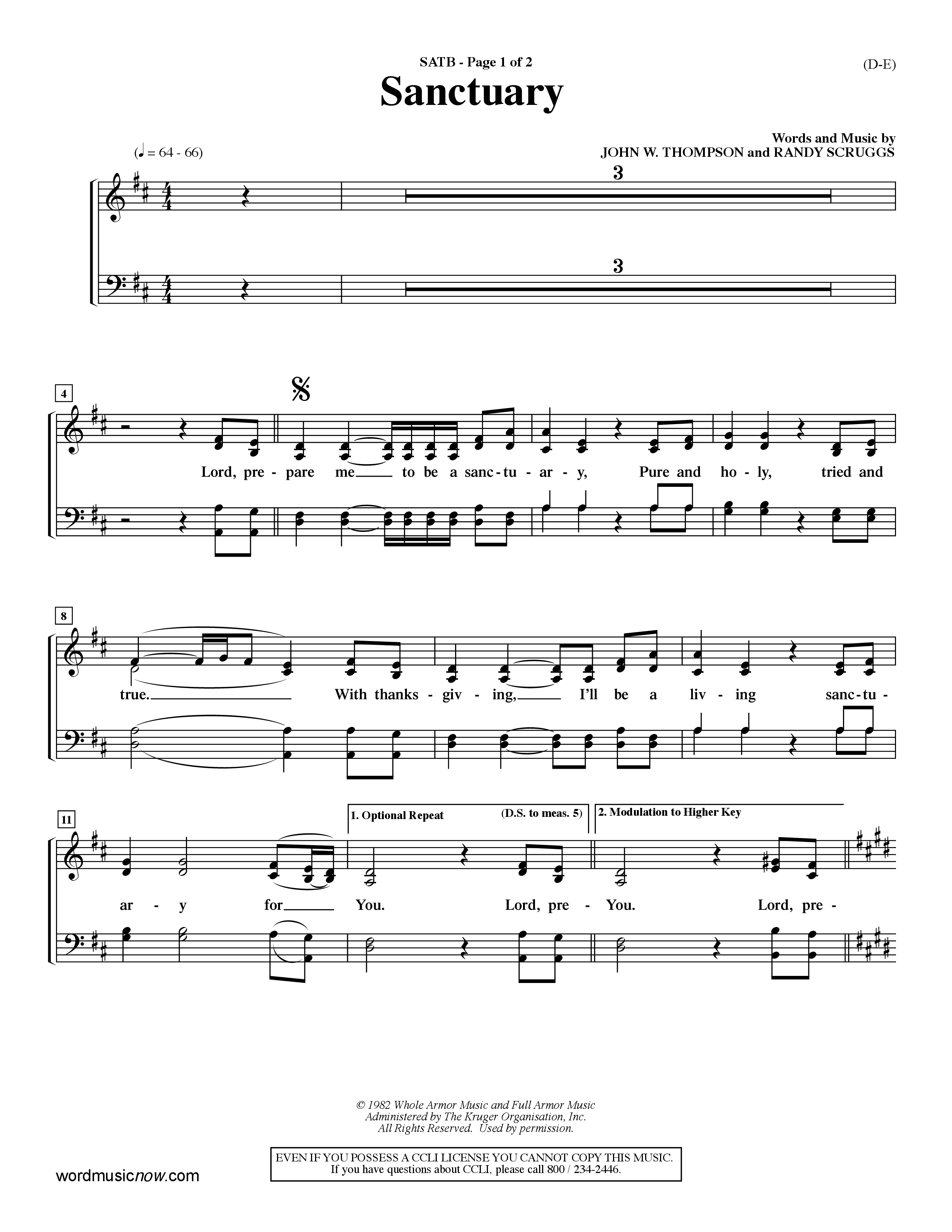 Sanctuary (Choral Anthem SATB) Choir Sheet (SATB) (Word Music Choral / Orch. Michael Lawrence)