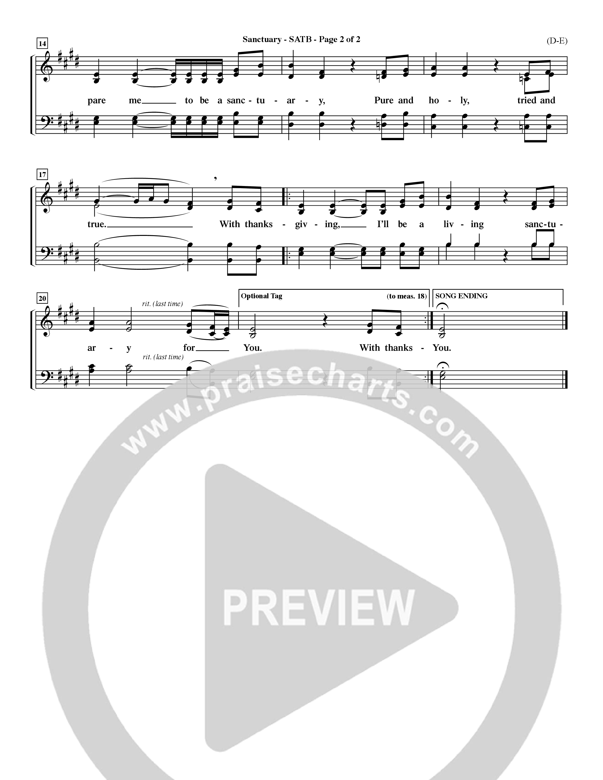 Sanctuary (Choral Anthem SATB) Choir Sheet (SATB) (Word Music Choral / Orch. Michael Lawrence)