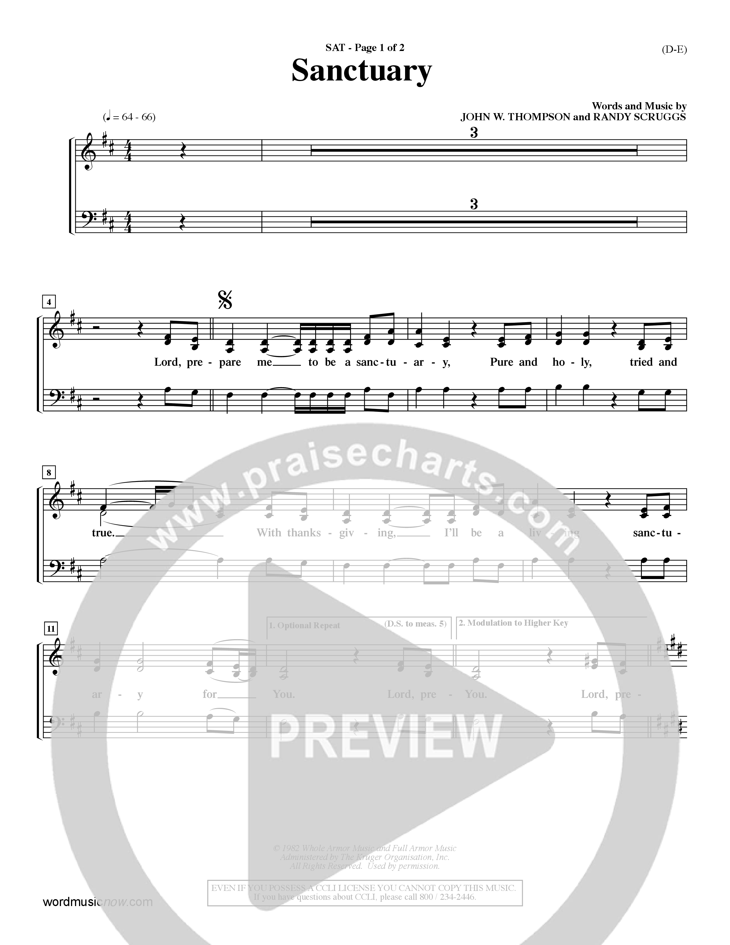 Sanctuary (Choral Anthem SATB) Choir Sheet (SATB) (Word Music Choral / Orch. Michael Lawrence)