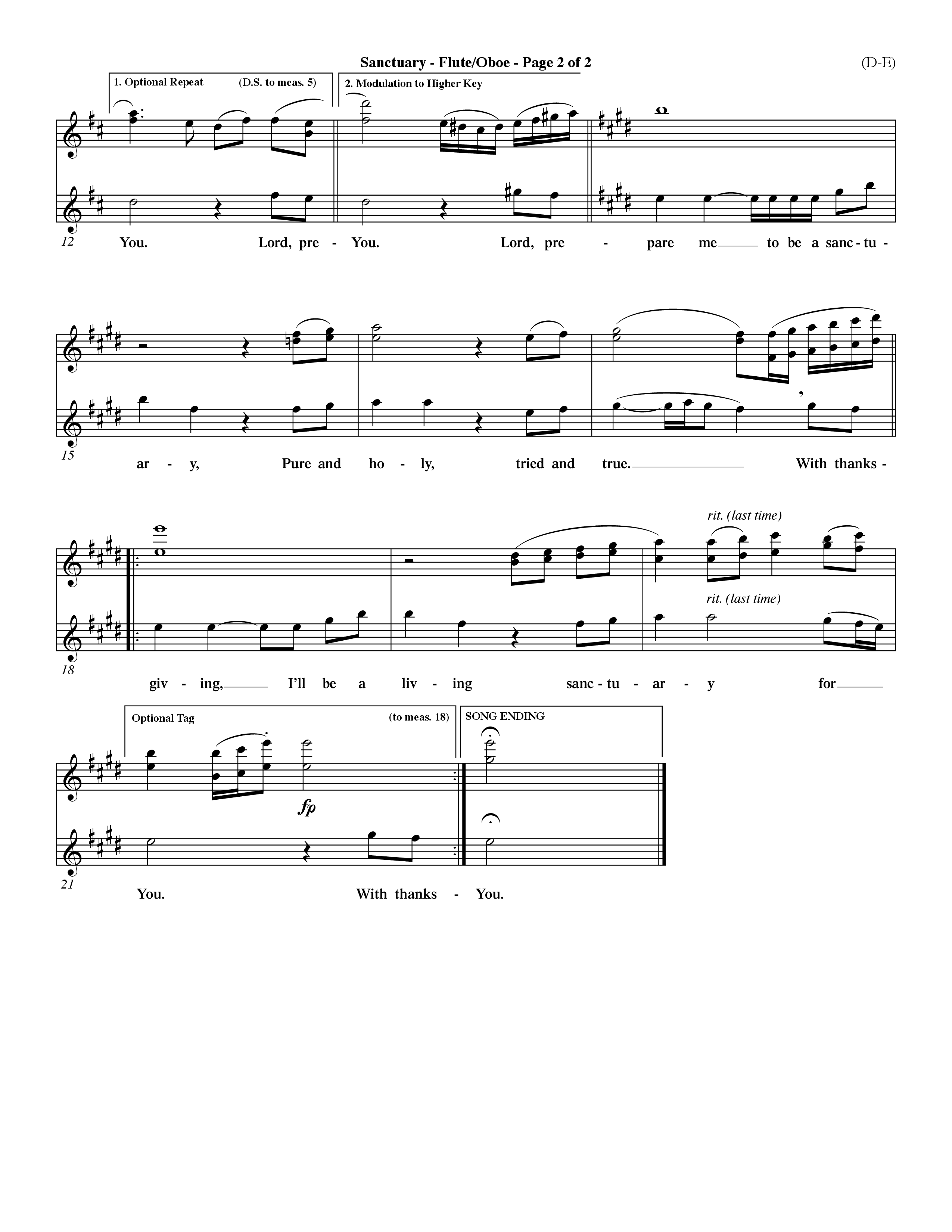 Sanctuary (Choral Anthem SATB) Flute/Oboe (Word Music Choral / Orch. Michael Lawrence)