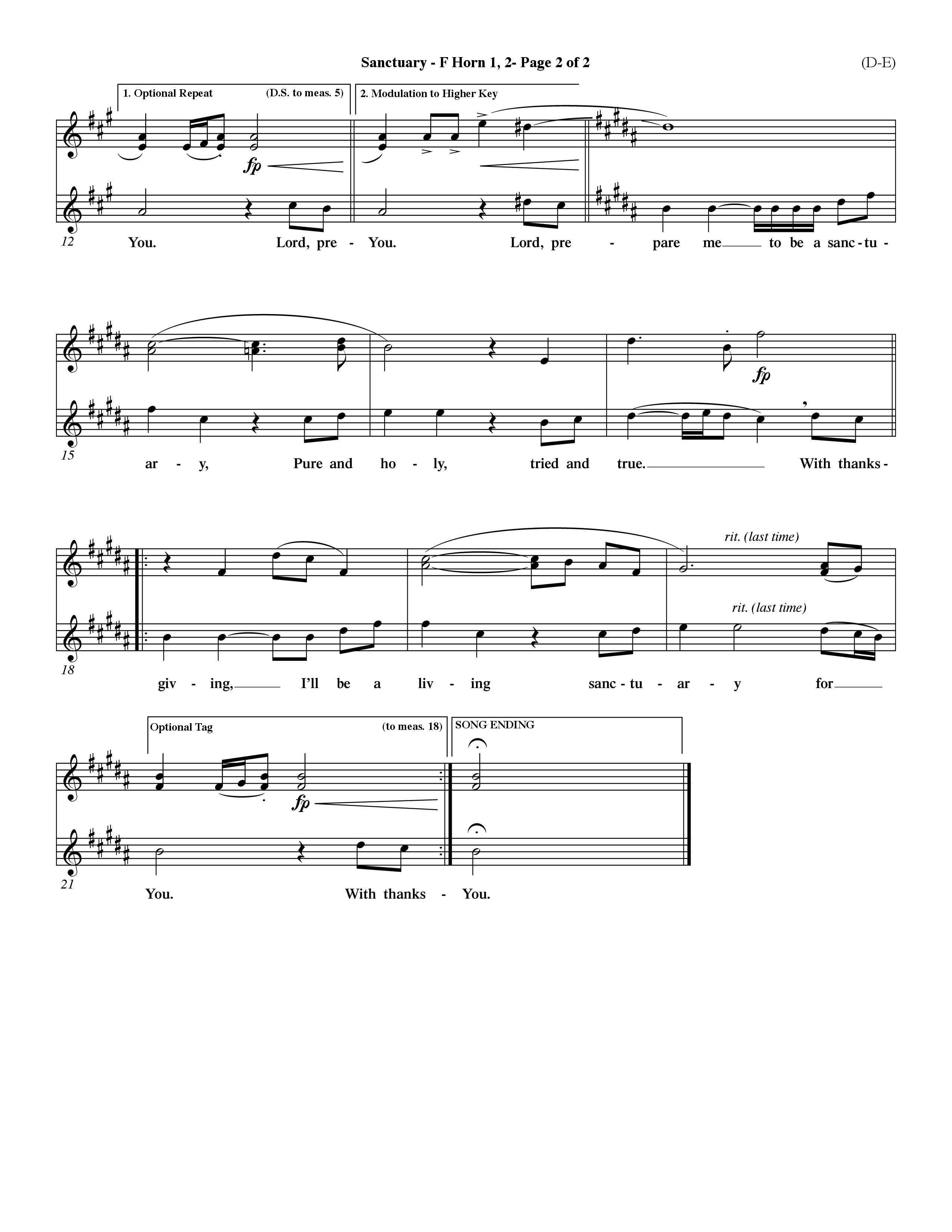 Sanctuary (Choral Anthem SATB) French Horn (Word Music Choral / Orch. Michael Lawrence)