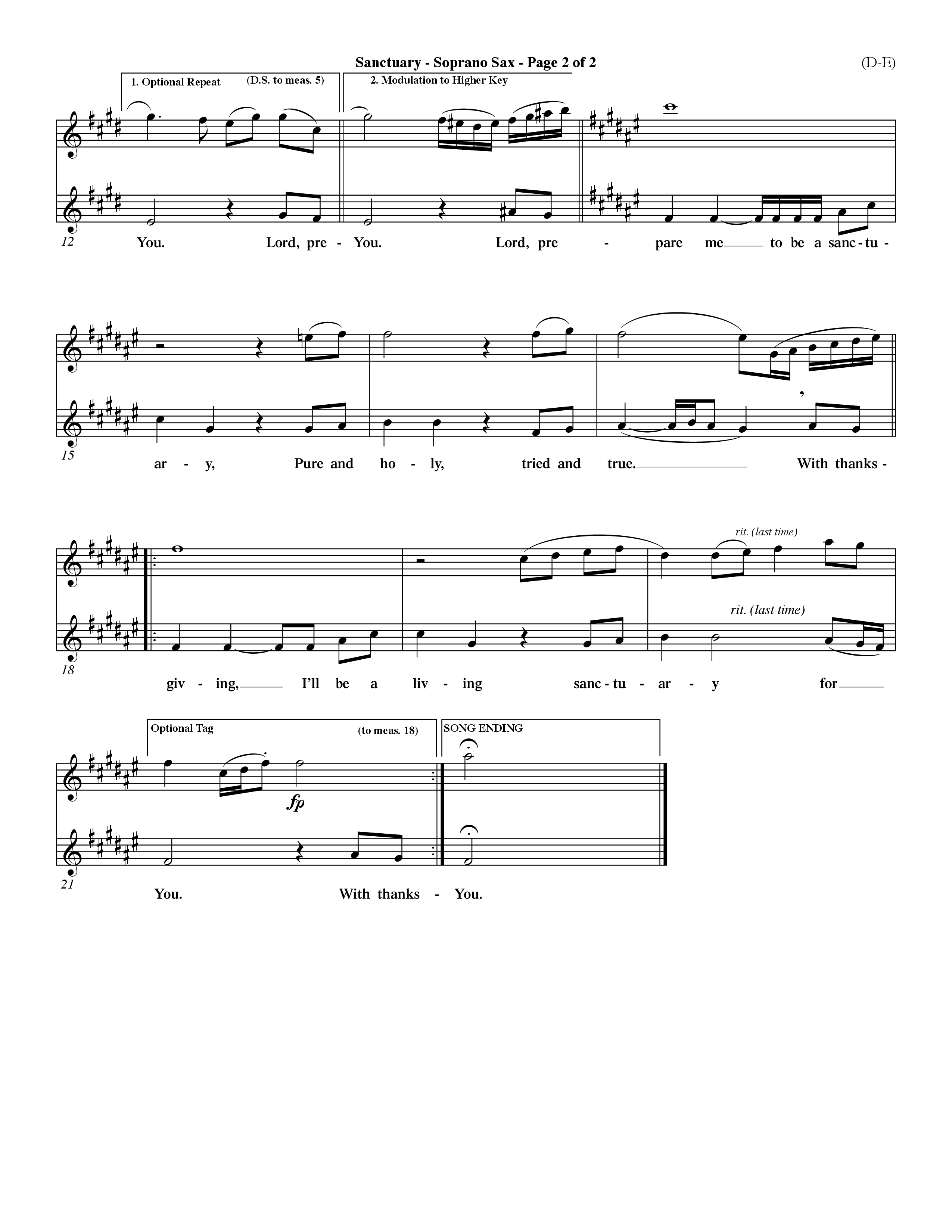 Sanctuary (Choral Anthem SATB) Saxophone (Word Music Choral / Orch. Michael Lawrence)