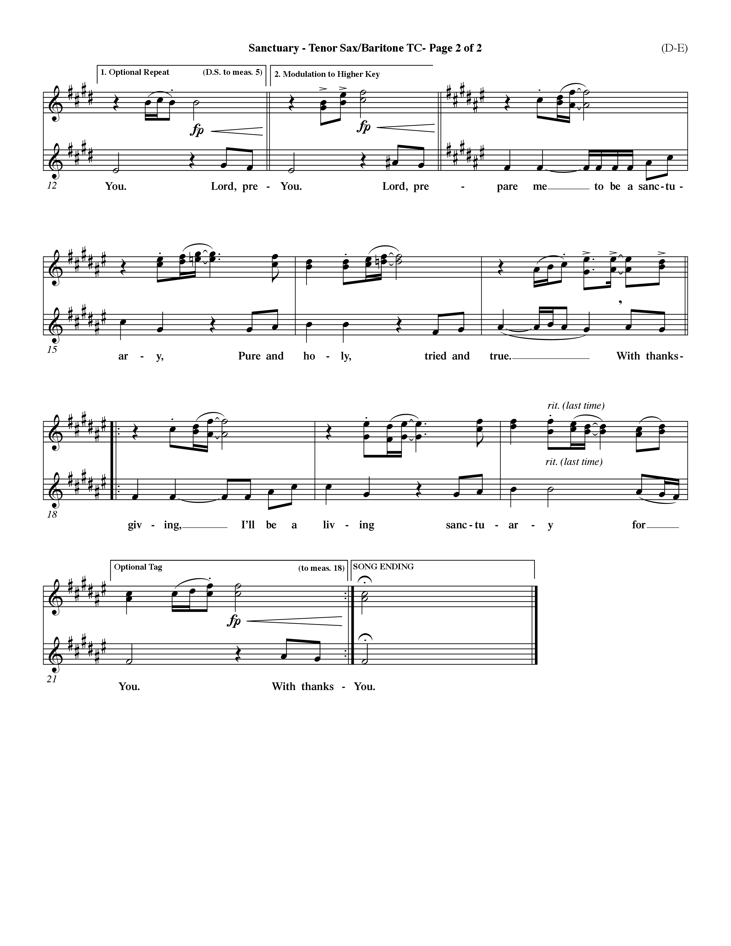 Sanctuary (Choral Anthem SATB) Tenor Sax/Baritone T.C. (Word Music Choral / Orch. Michael Lawrence)