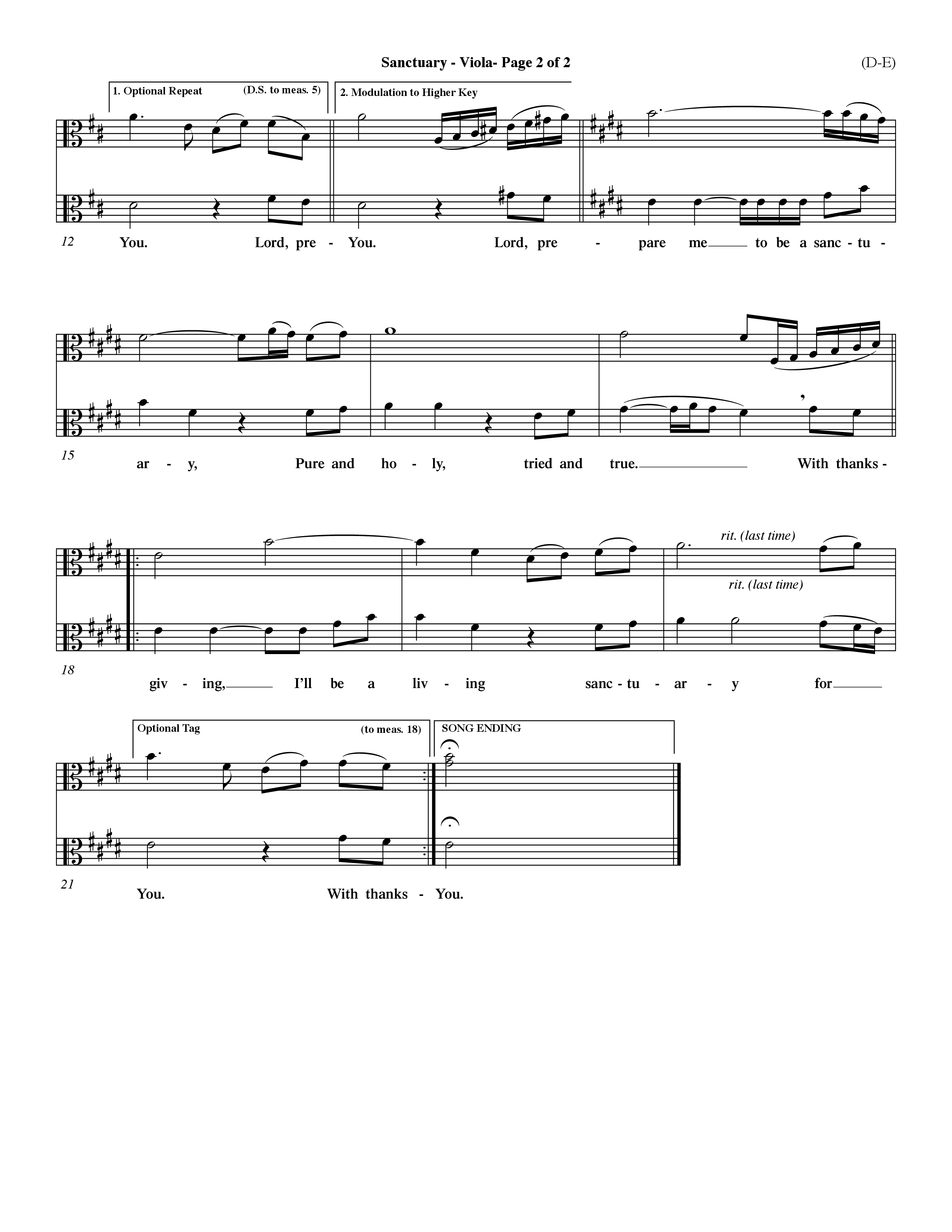 Sanctuary (Choral Anthem SATB) Viola (Word Music Choral / Orch. Michael Lawrence)