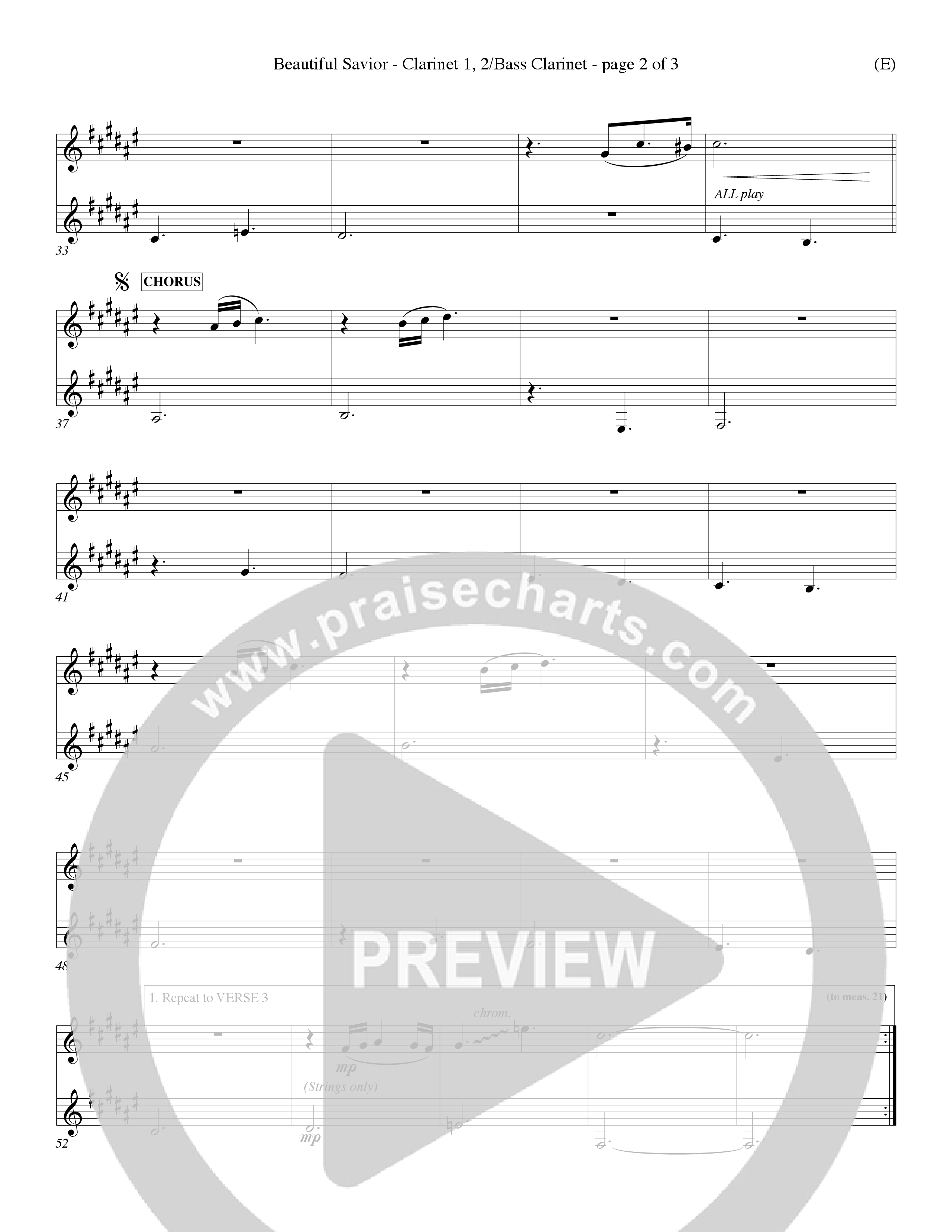 Beautiful Savior (Choral Anthem SATB) Clarinet (Word Music Choral / Orch. Dave Williamson)