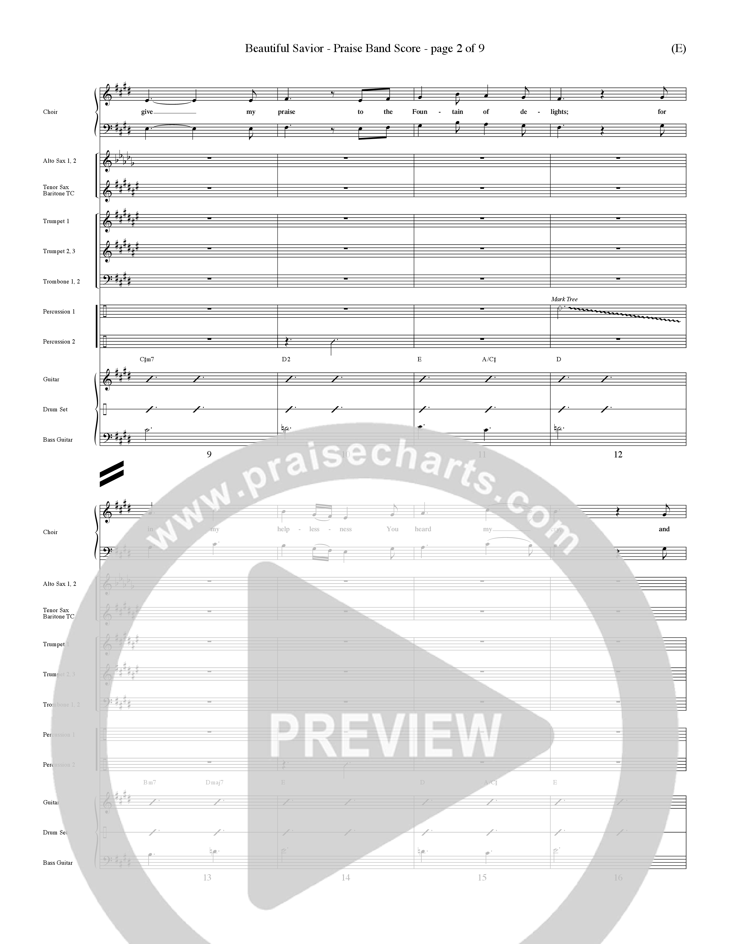 Beautiful Savior (Choral Anthem SATB) PraiseBand (incl. Brass) (Word Music Choral / Orch. Dave Williamson)