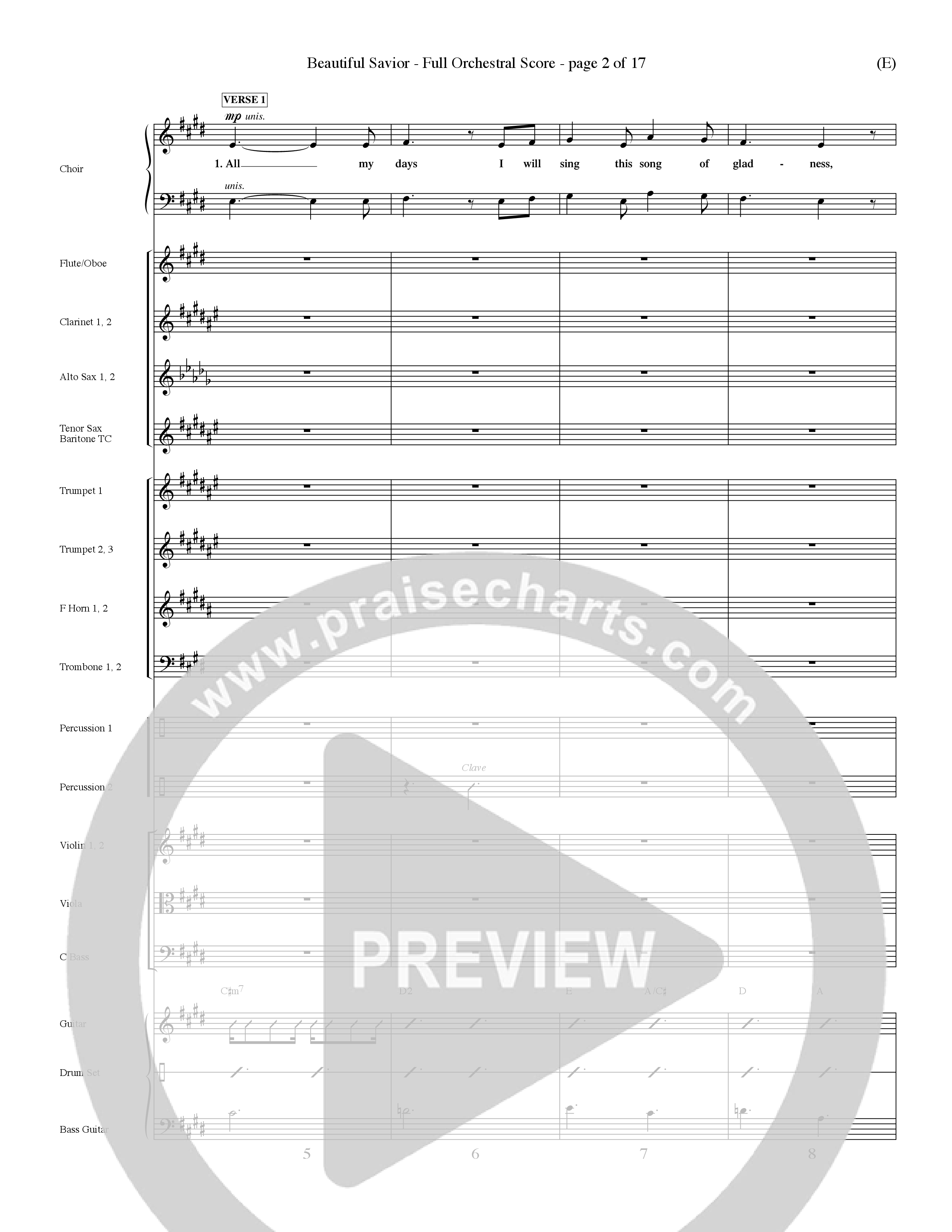 Beautiful Savior (Choral Anthem SATB) Orchestration (Word Music Choral / Orch. Dave Williamson)