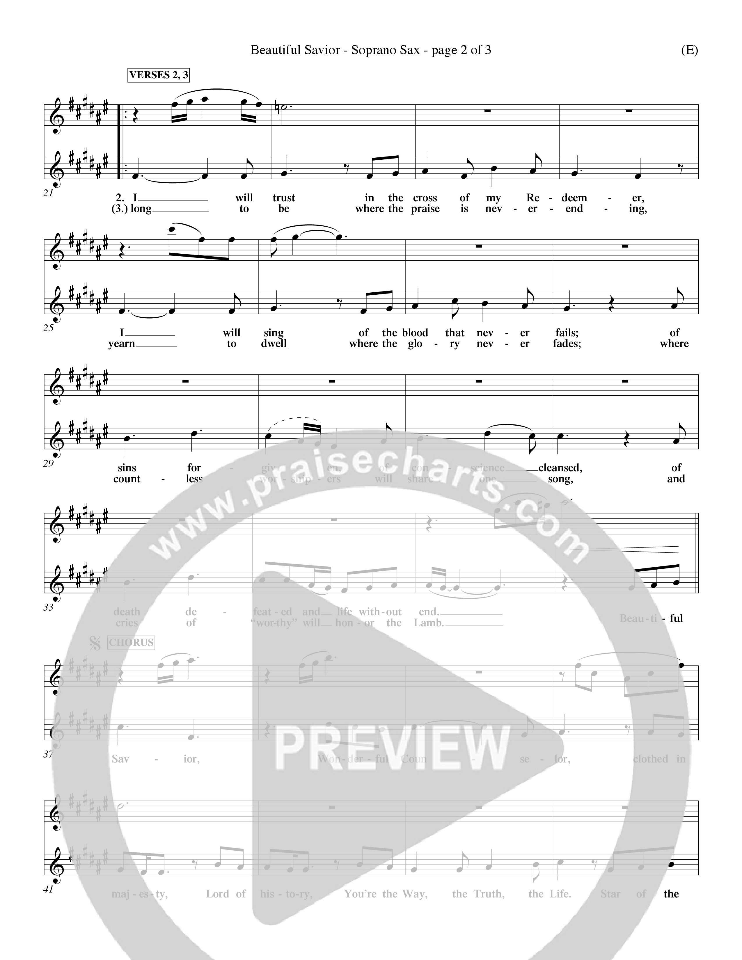 Beautiful Savior (Choral Anthem SATB) Saxophone (Word Music Choral / Orch. Dave Williamson)