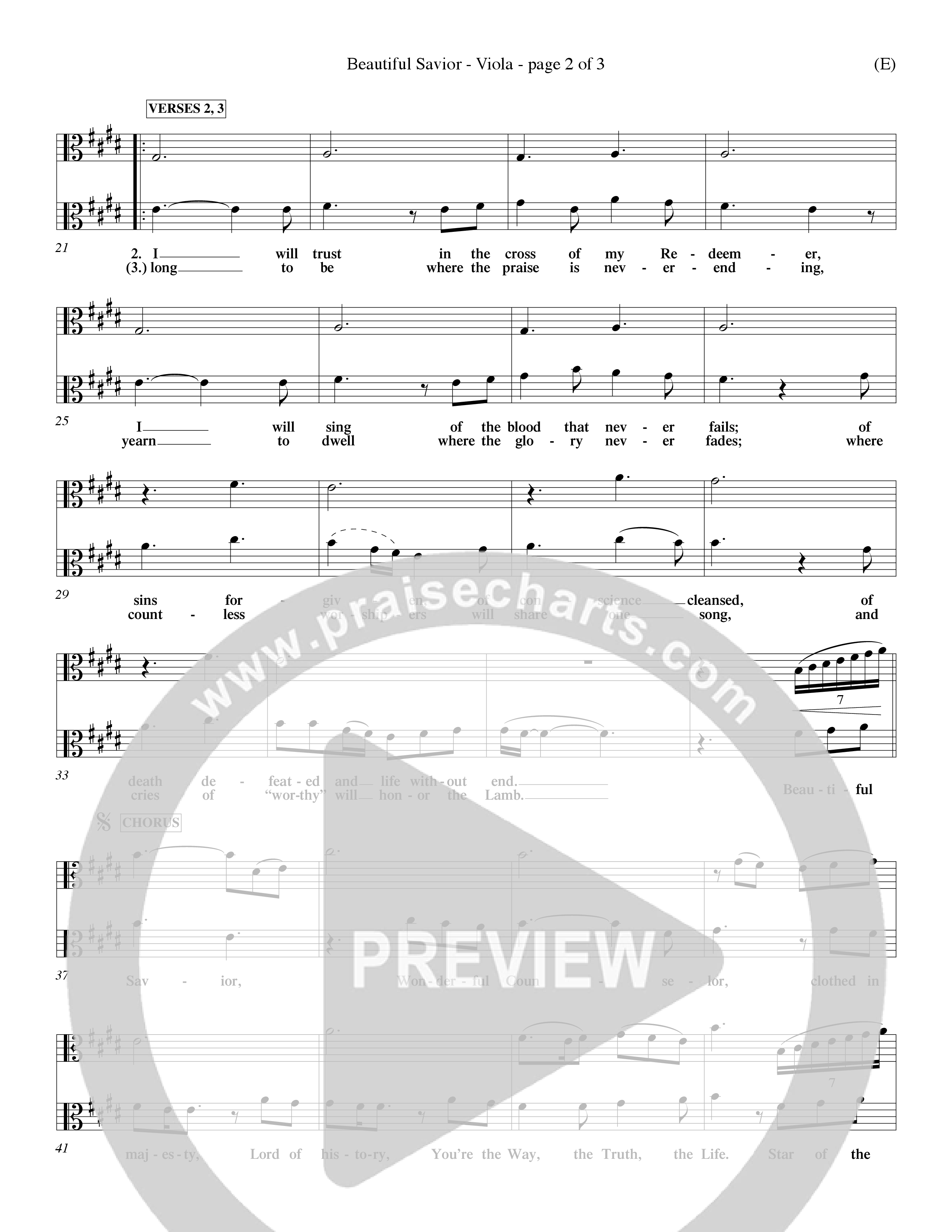 Beautiful Savior (Choral Anthem SATB) Viola (Word Music Choral / Orch. Dave Williamson)