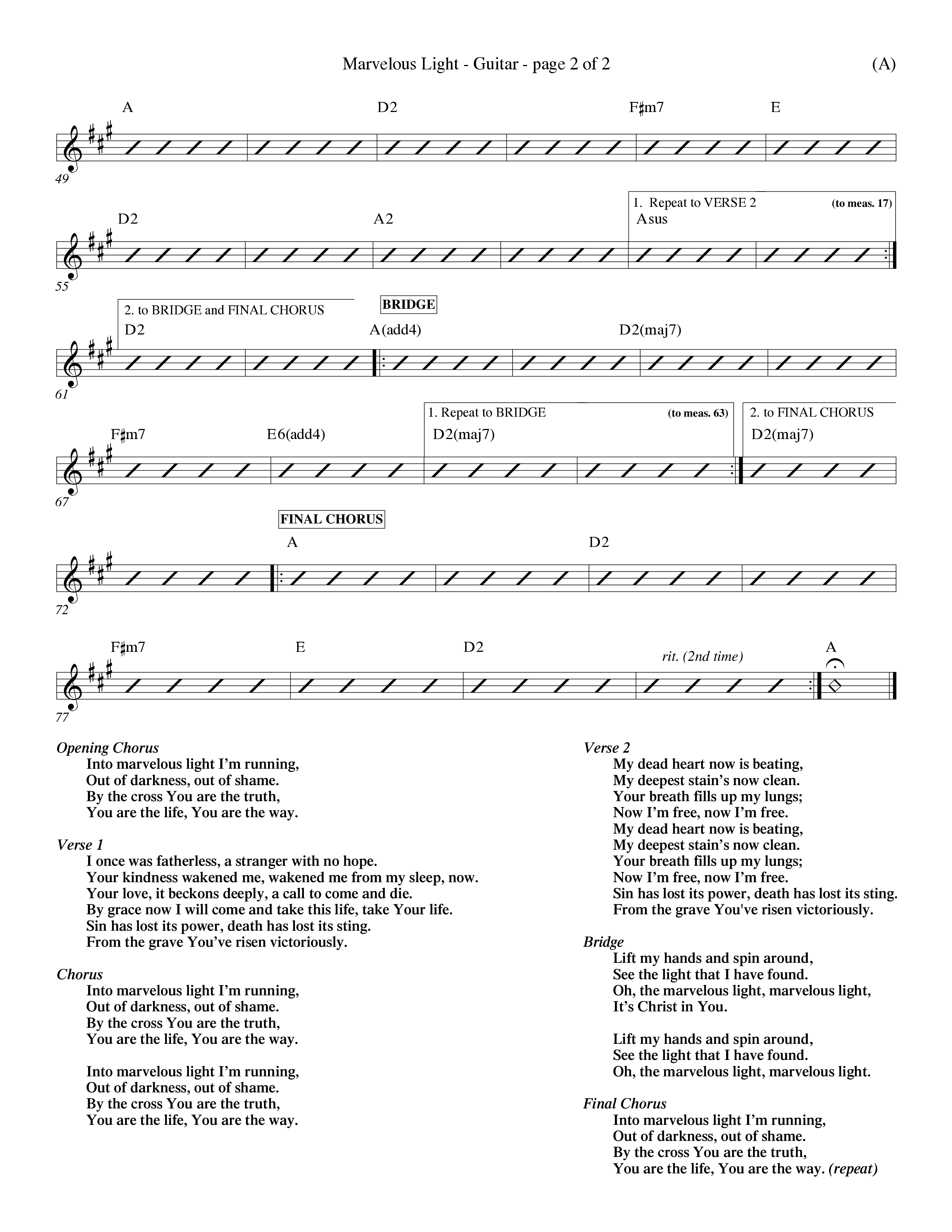 Marvelous Light (Choral Anthem SATB) Acoustic Guitar (Word Music Choral / Orch. Dave Williamson)