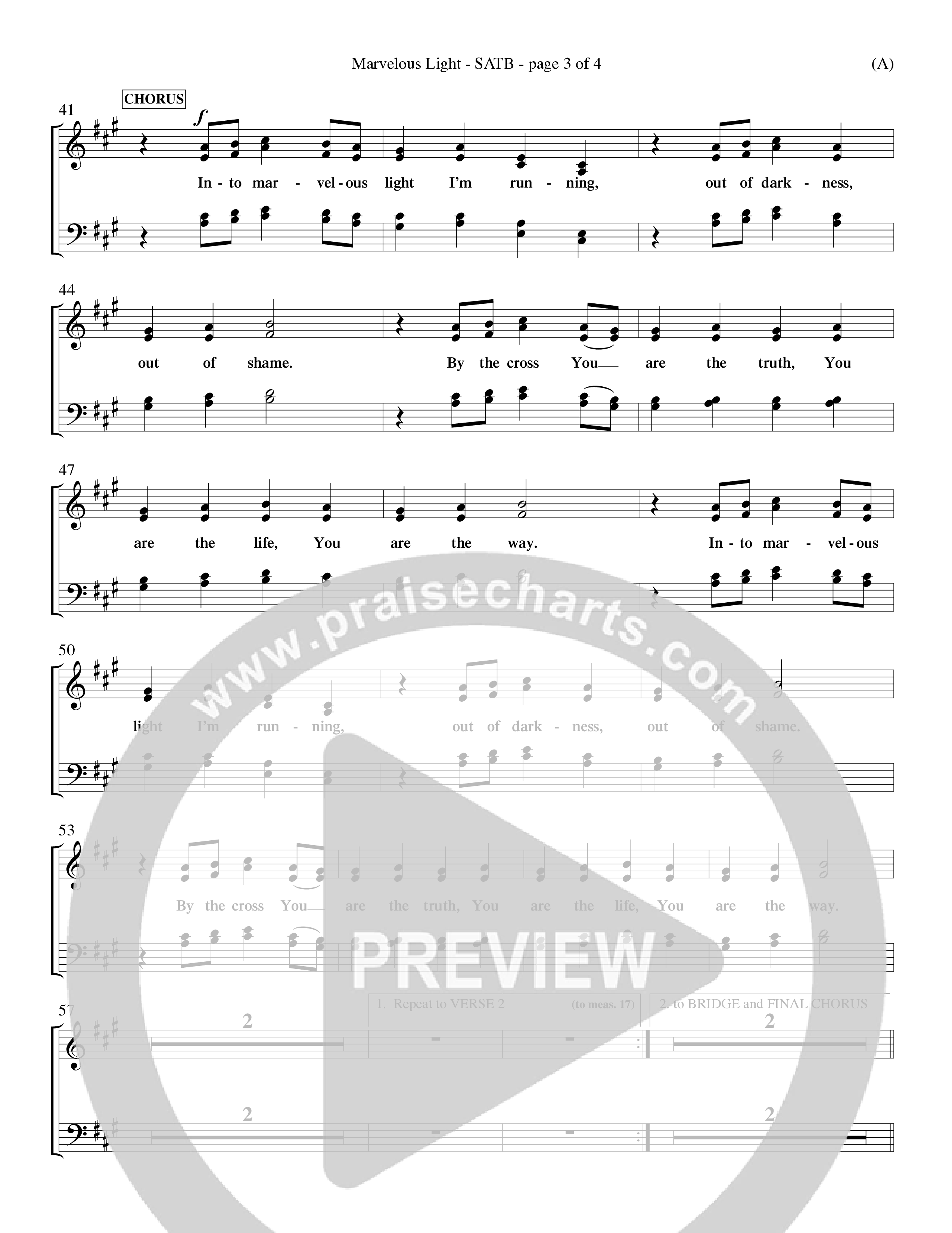 Marvelous Light (Choral Anthem SATB) Choir Sheet (SATB) (Word Music Choral / Orch. Dave Williamson)