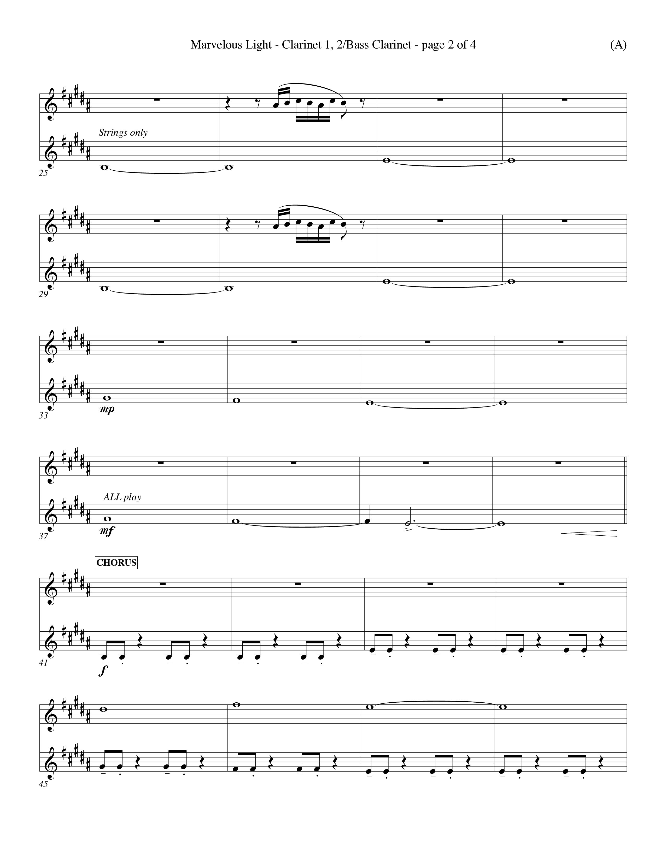 Marvelous Light (Choral Anthem SATB) Clarinet 1/2, Bass Clarinet (Word Music Choral / Orch. Dave Williamson)