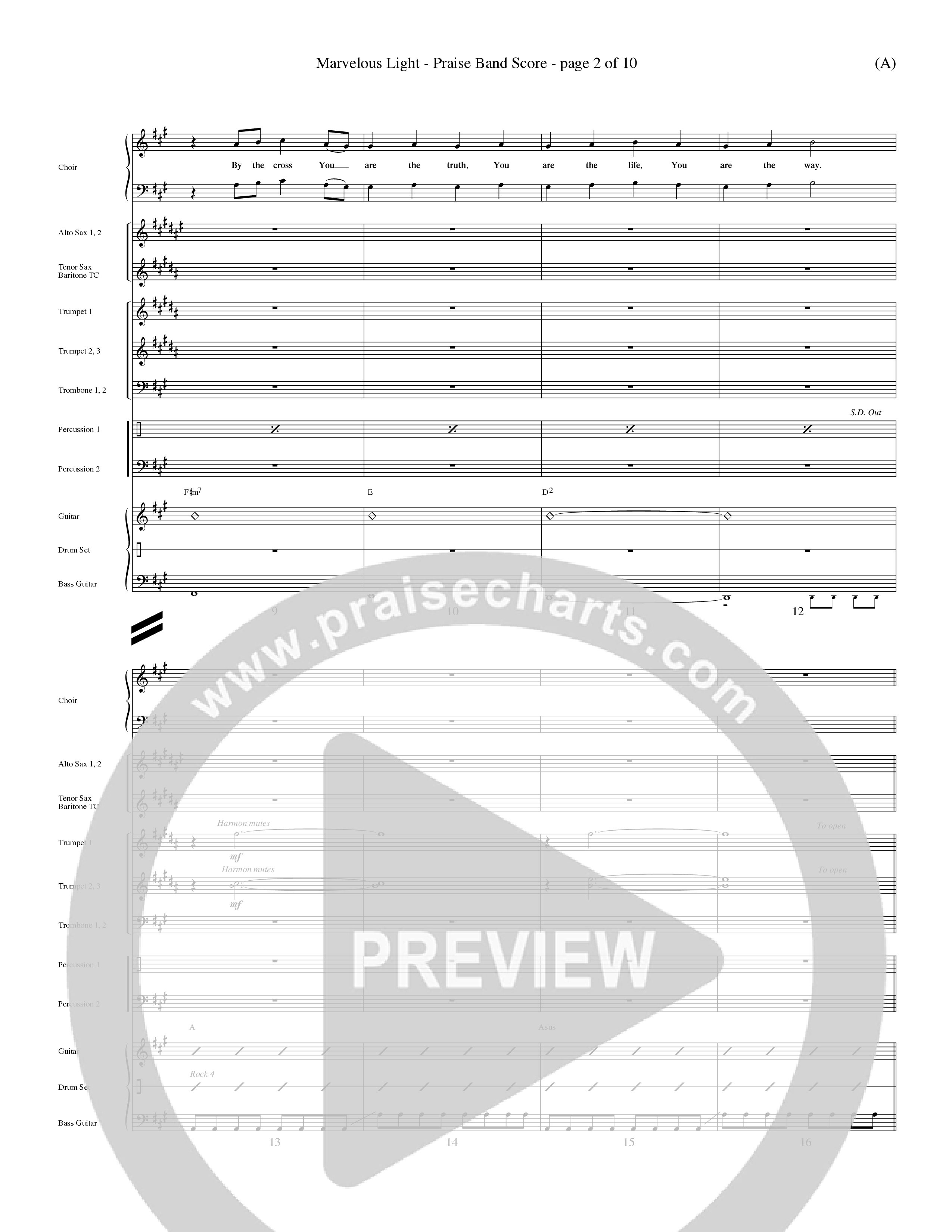 Marvelous Light (Choral Anthem SATB) PraiseBand (incl. Brass) (Word Music Choral / Orch. Dave Williamson)