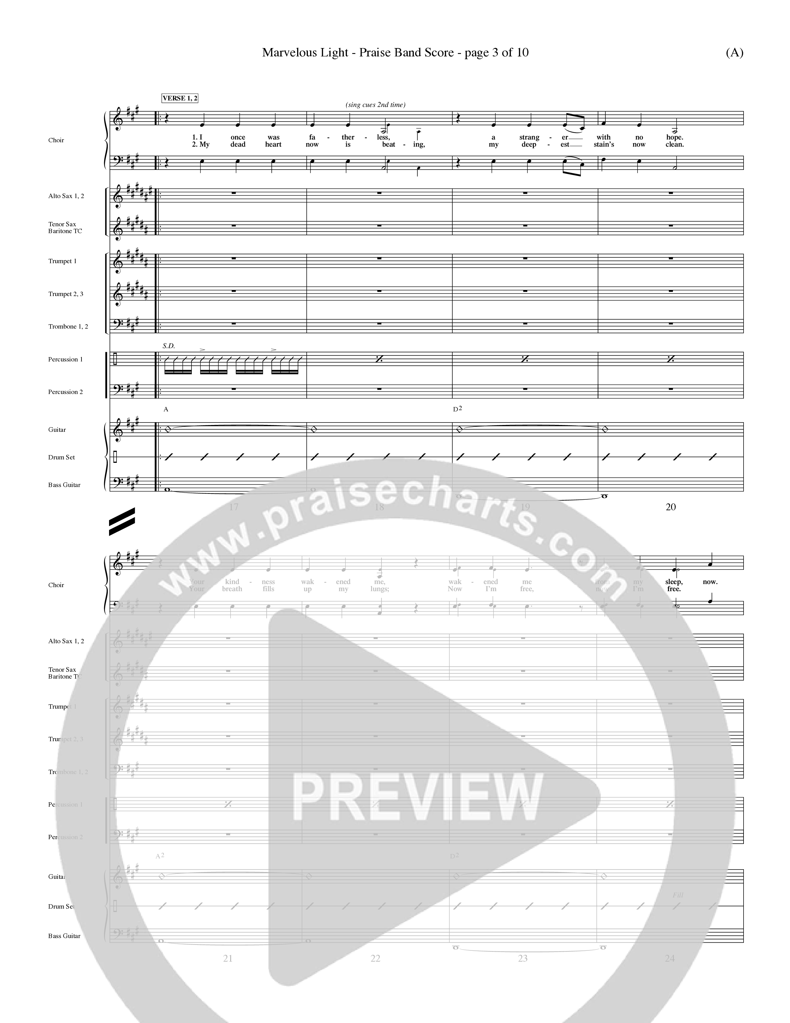 Marvelous Light (Choral Anthem SATB) PraiseBand (incl. Brass) (Word Music Choral / Orch. Dave Williamson)