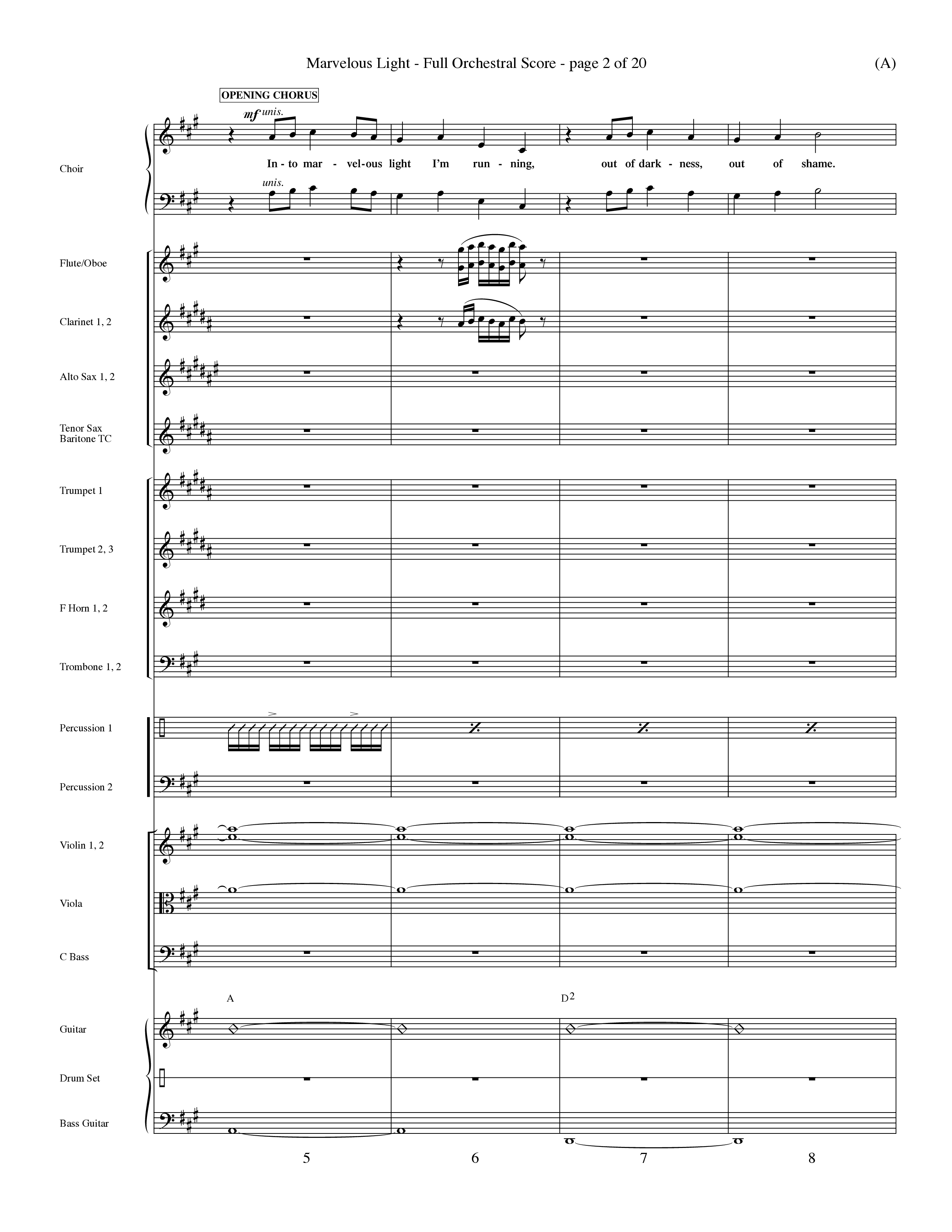 Marvelous Light (Choral Anthem SATB) Orchestration (Word Music Choral / Orch. Dave Williamson)