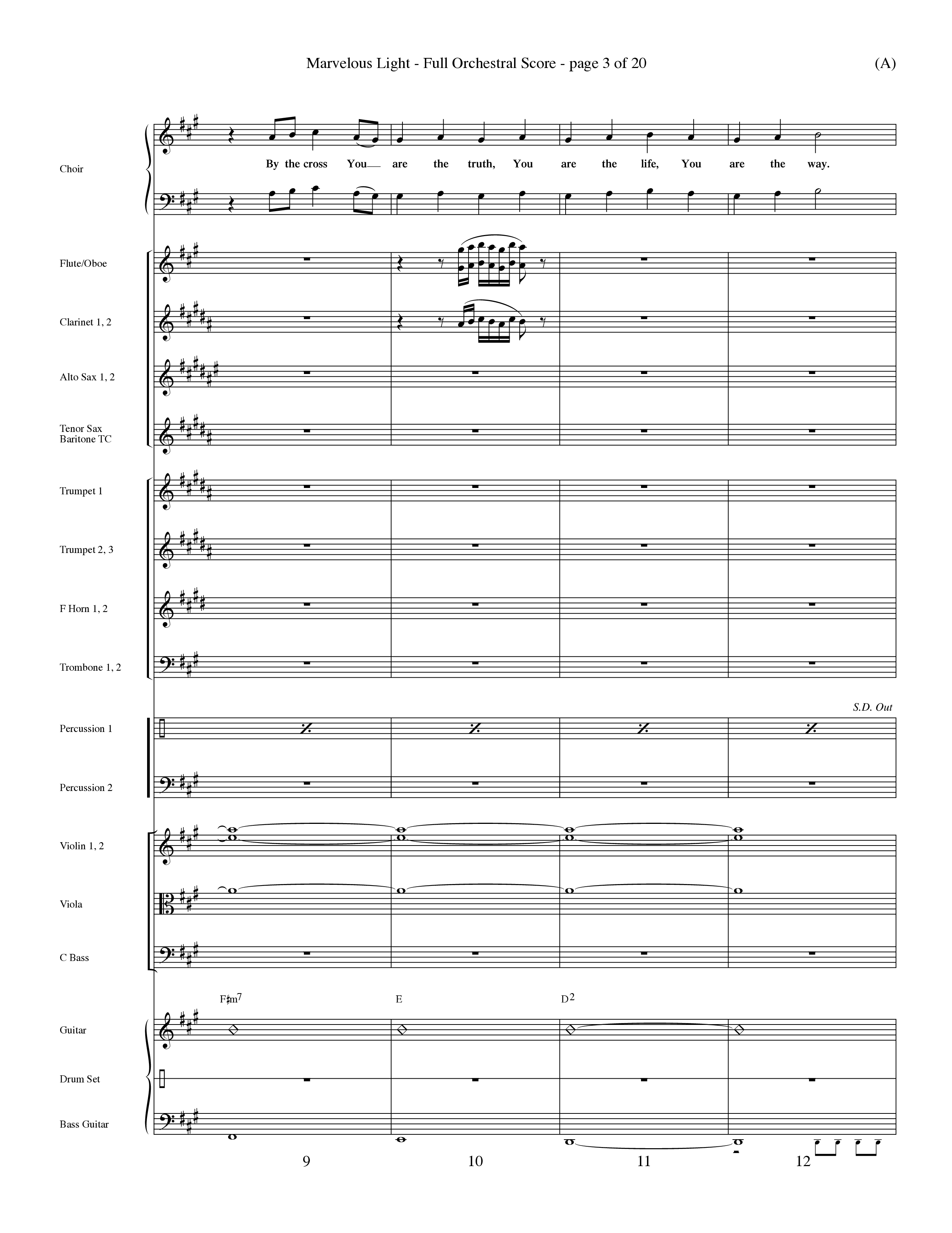 Marvelous Light (Choral Anthem SATB) Orchestration (Word Music Choral / Orch. Dave Williamson)
