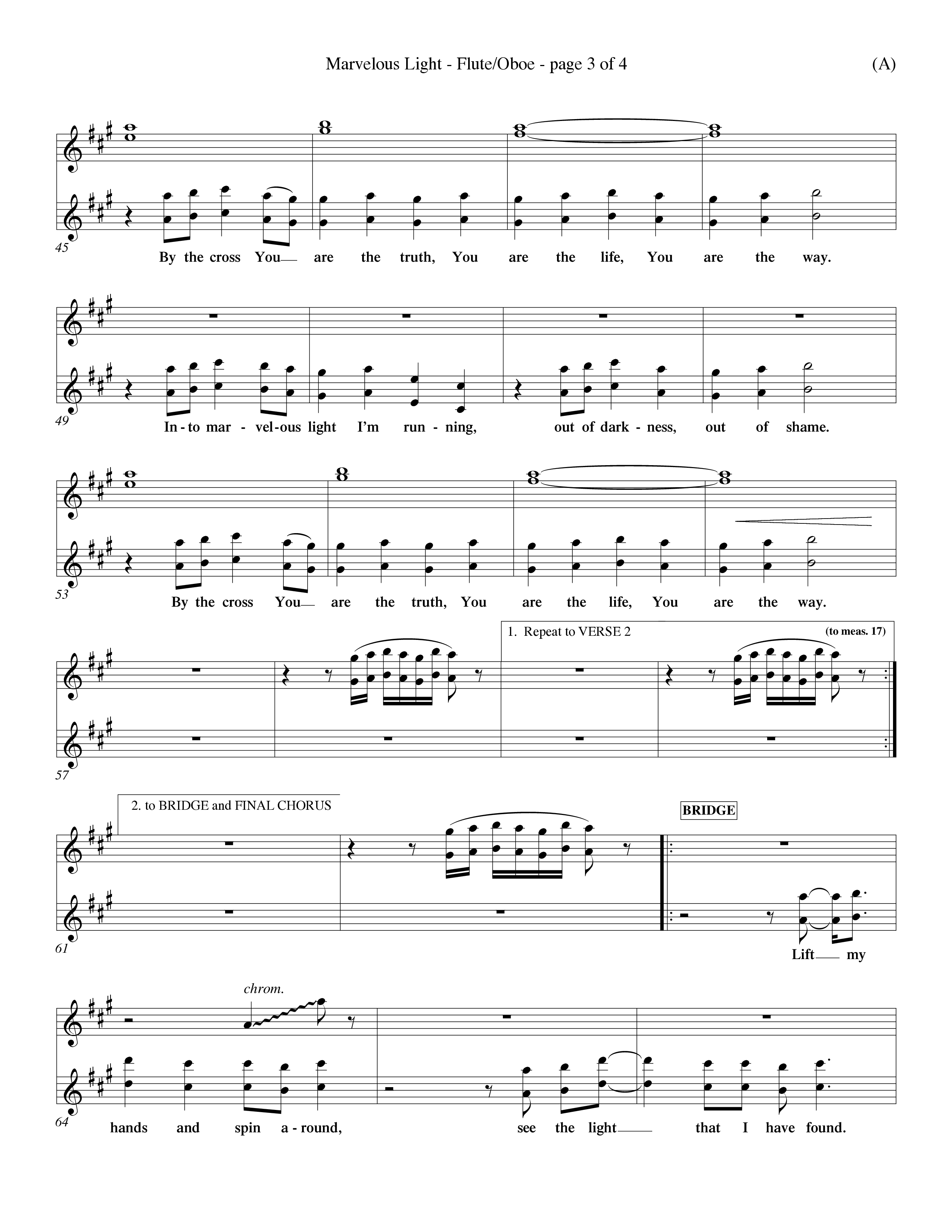 Marvelous Light (Choral Anthem SATB) Flute/Oboe (Word Music Choral / Orch. Dave Williamson)