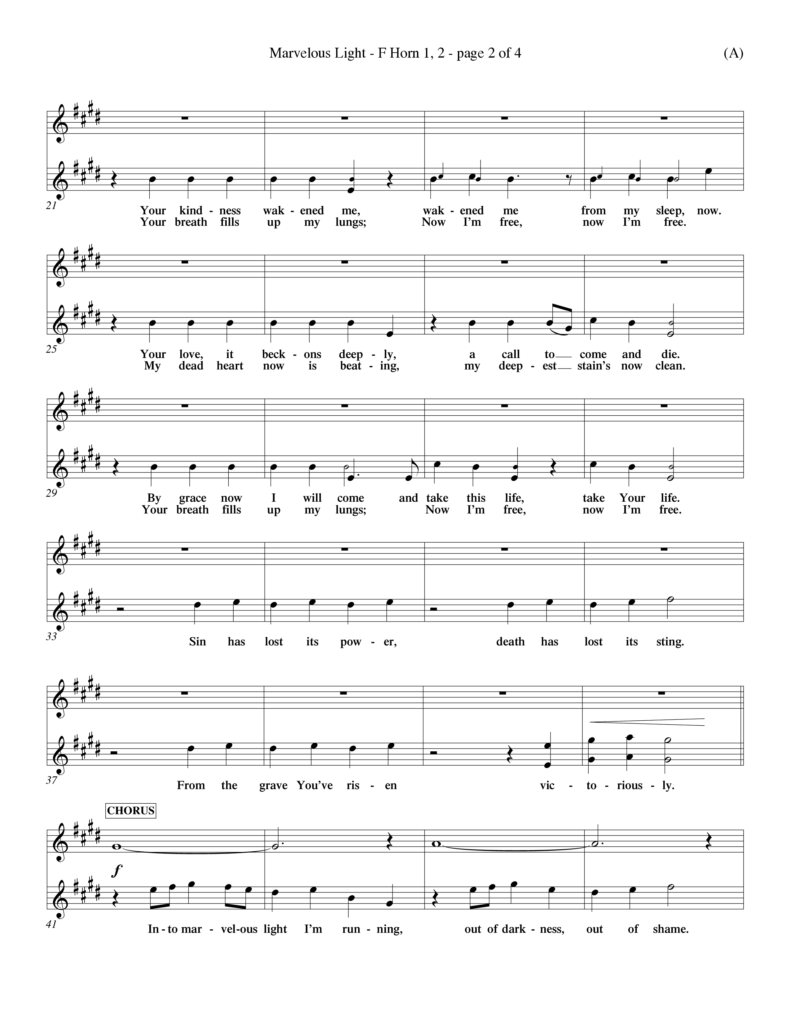 Marvelous Light (Choral Anthem SATB) French Horn (Word Music Choral / Orch. Dave Williamson)
