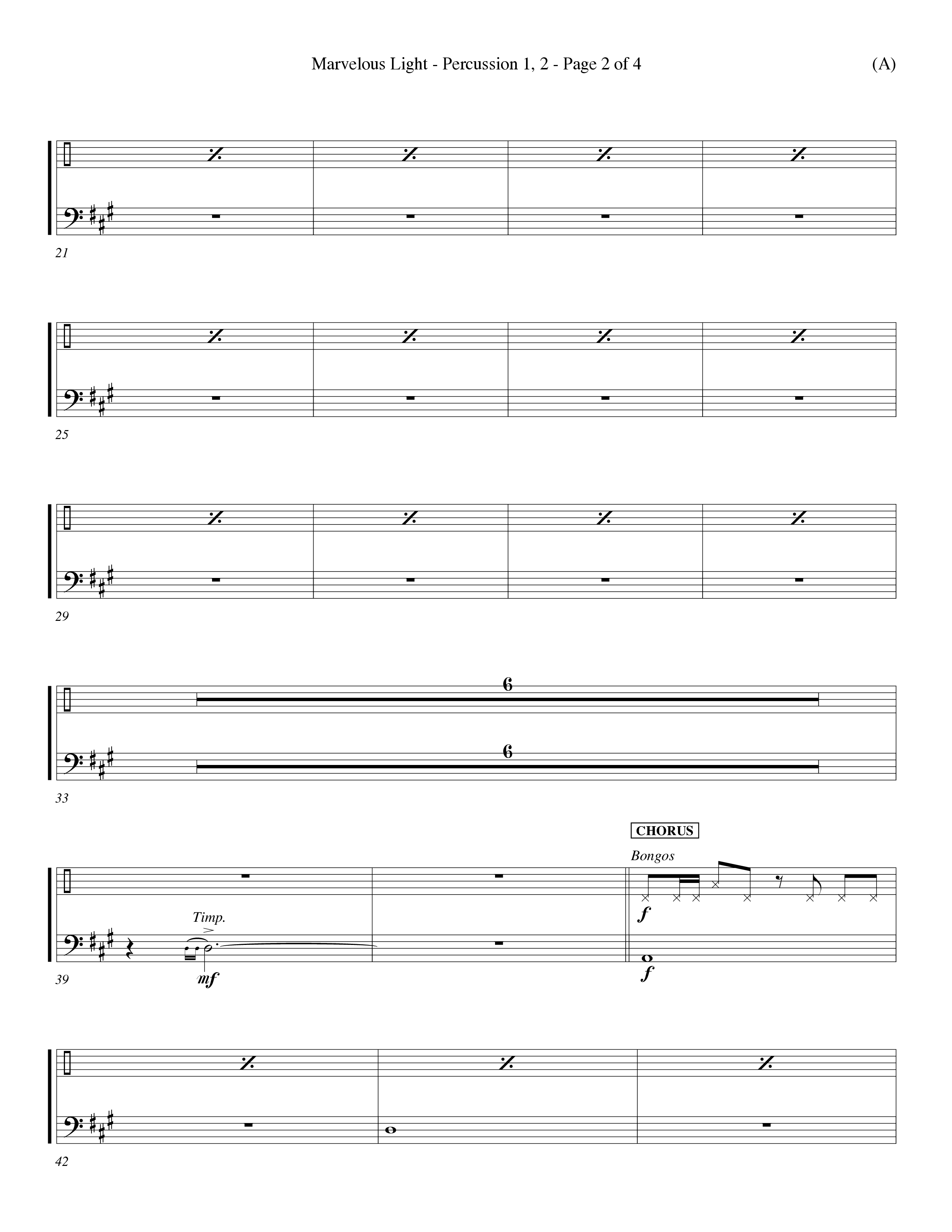 Marvelous Light (Choral Anthem SATB) Percussion 1/2 (Word Music Choral / Orch. Dave Williamson)
