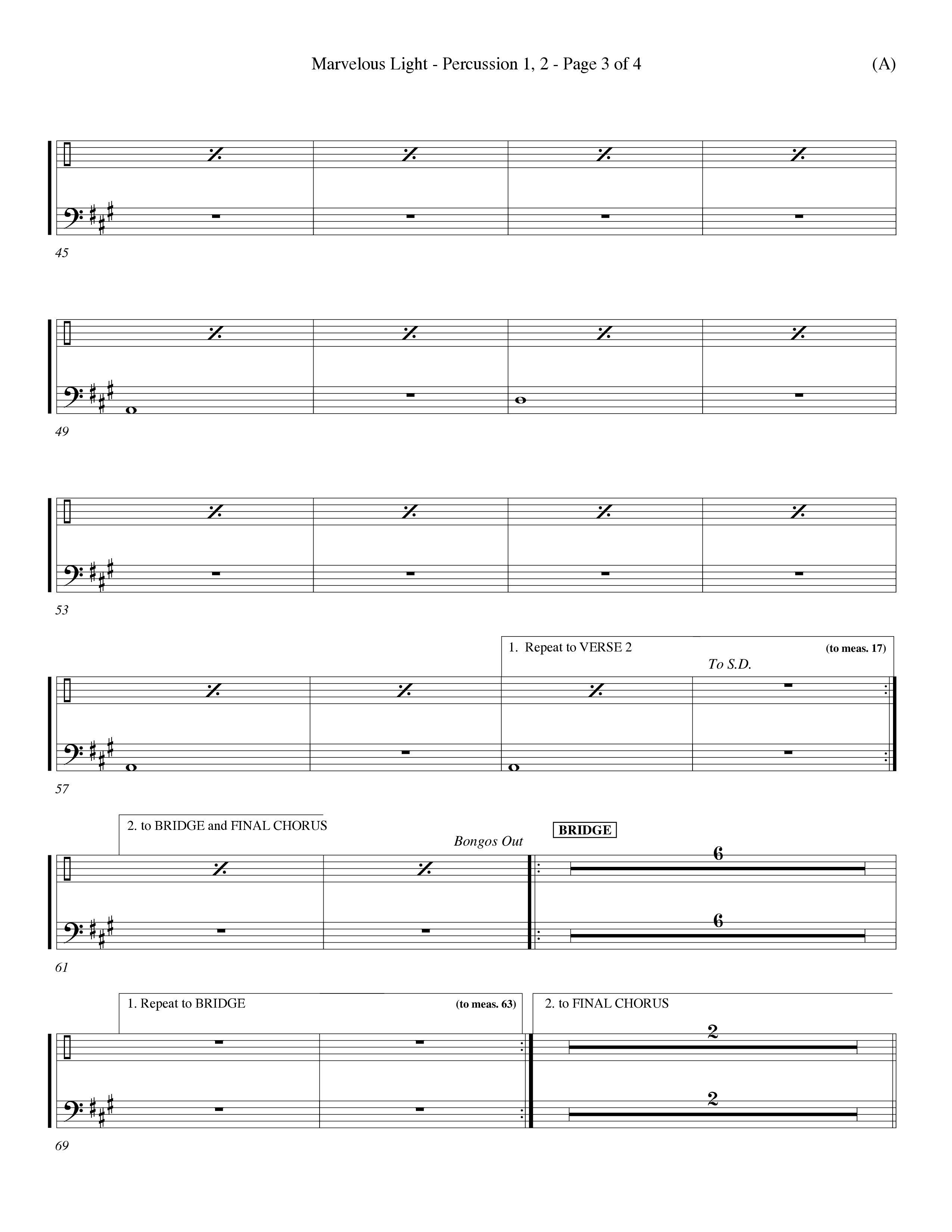 Marvelous Light (Choral Anthem SATB) Percussion 1/2 (Word Music Choral / Orch. Dave Williamson)