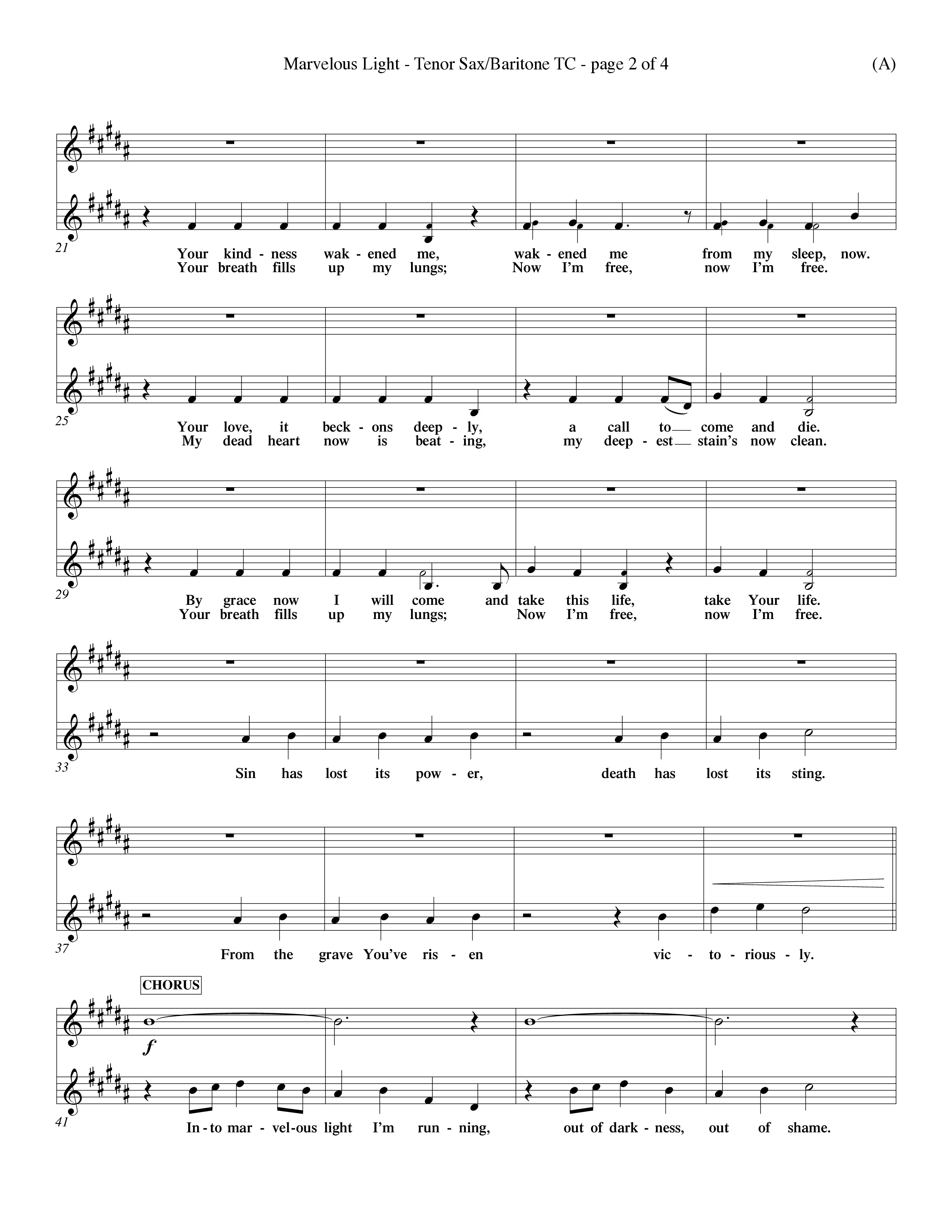 Marvelous Light (Choral Anthem SATB) Tenor Sax/Baritone T.C. (Word Music Choral / Orch. Dave Williamson)