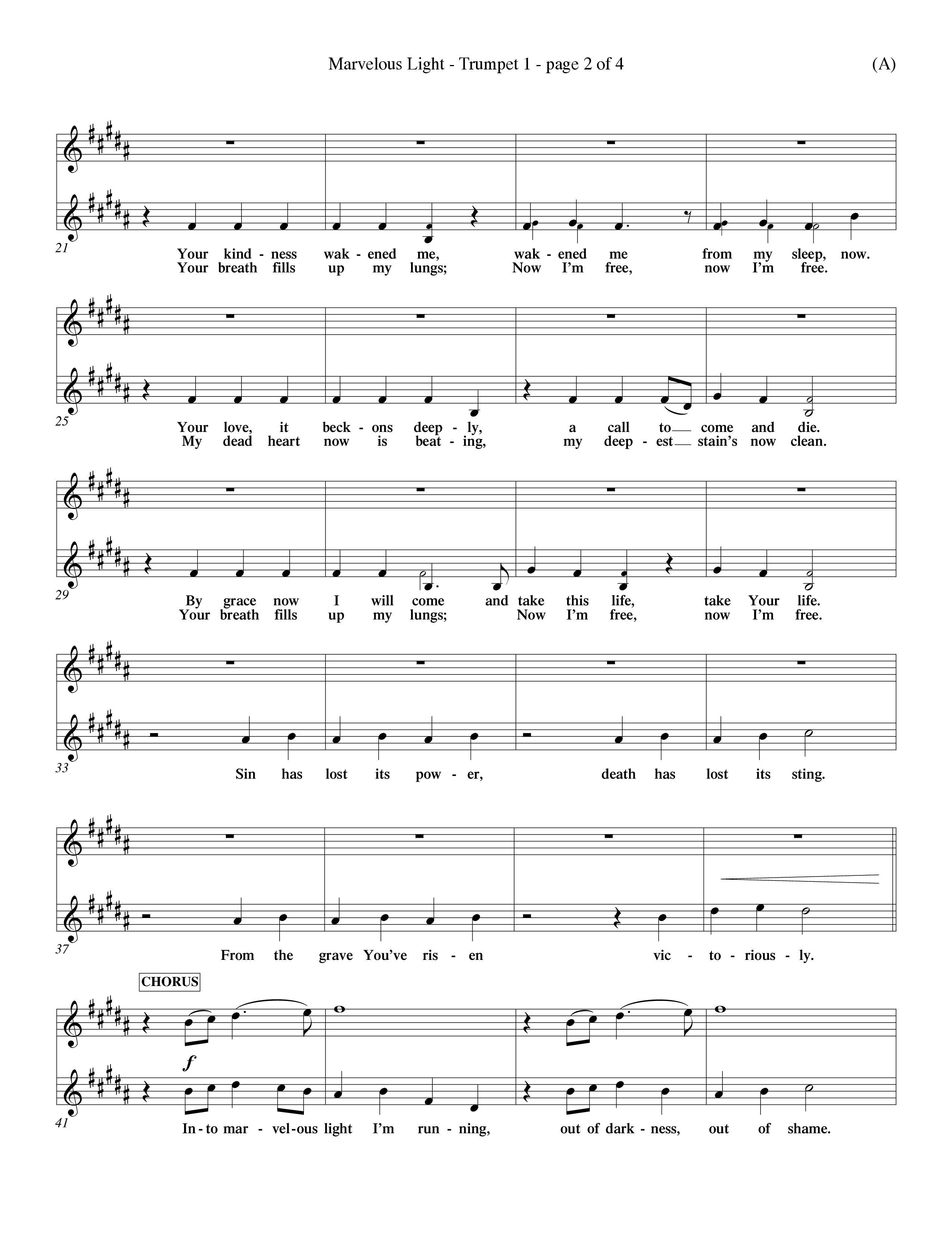 Marvelous Light (Choral Anthem SATB) Trumpet 1 (Word Music Choral / Orch. Dave Williamson)