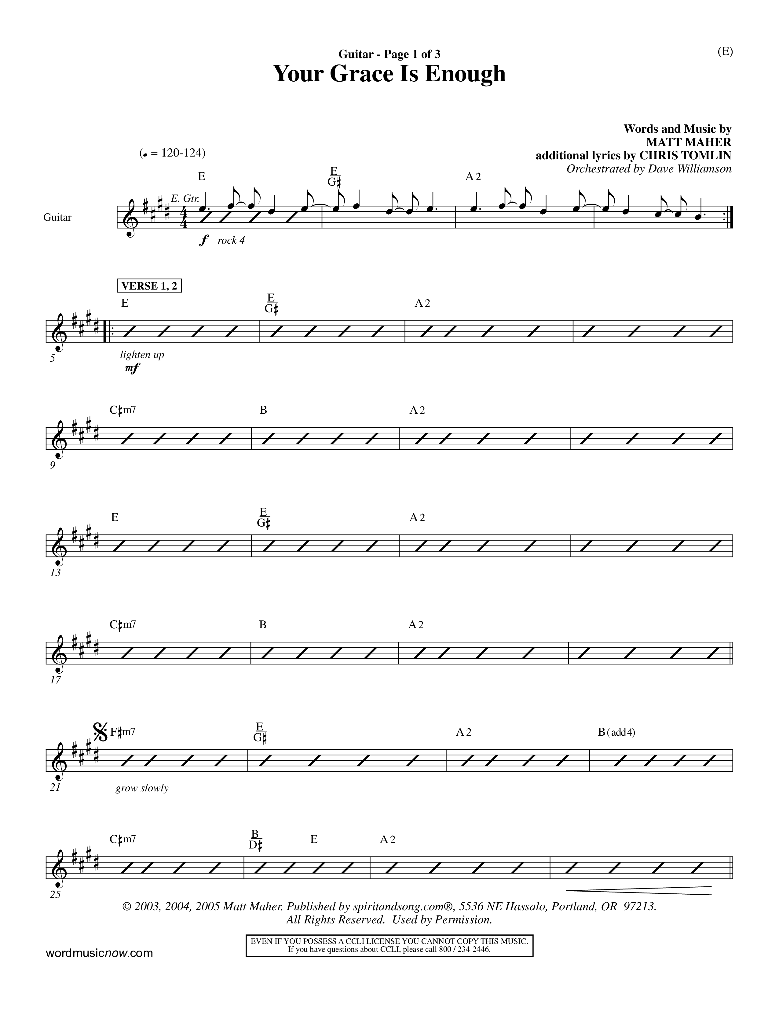Your Grace Is Enough (Choral Anthem SATB) Acoustic Guitar (Word Music Choral / Orch. Dave Williamson)