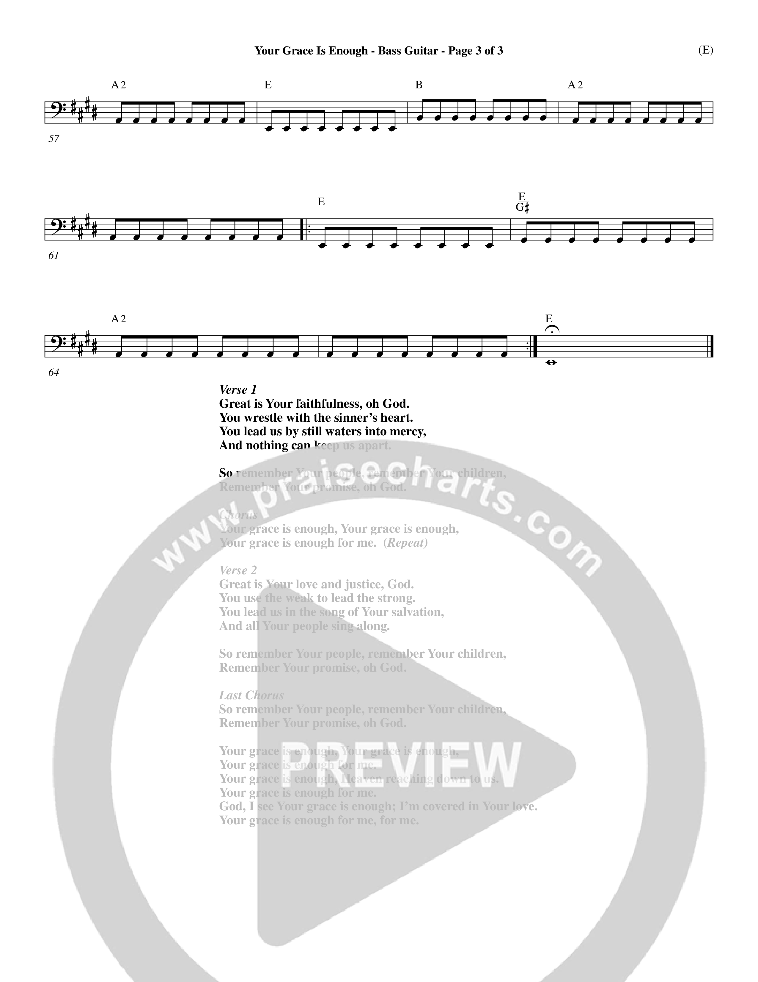 Your Grace Is Enough (Choral Anthem SATB) Bass Guitar (Word Music Choral / Orch. Dave Williamson)
