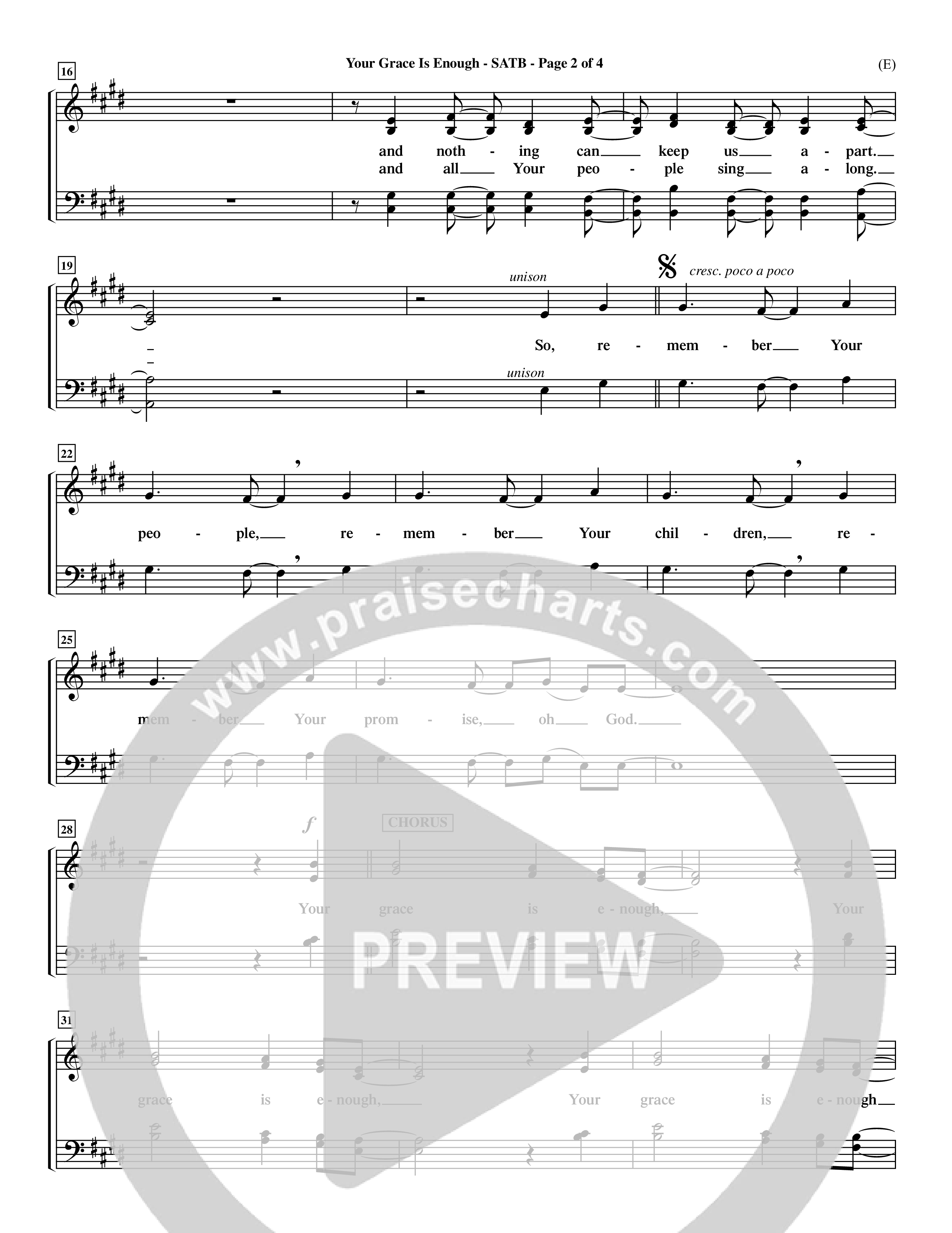 Your Grace Is Enough (Choral Anthem SATB) Choir Sheet (SATB) (Word Music Choral / Orch. Dave Williamson)