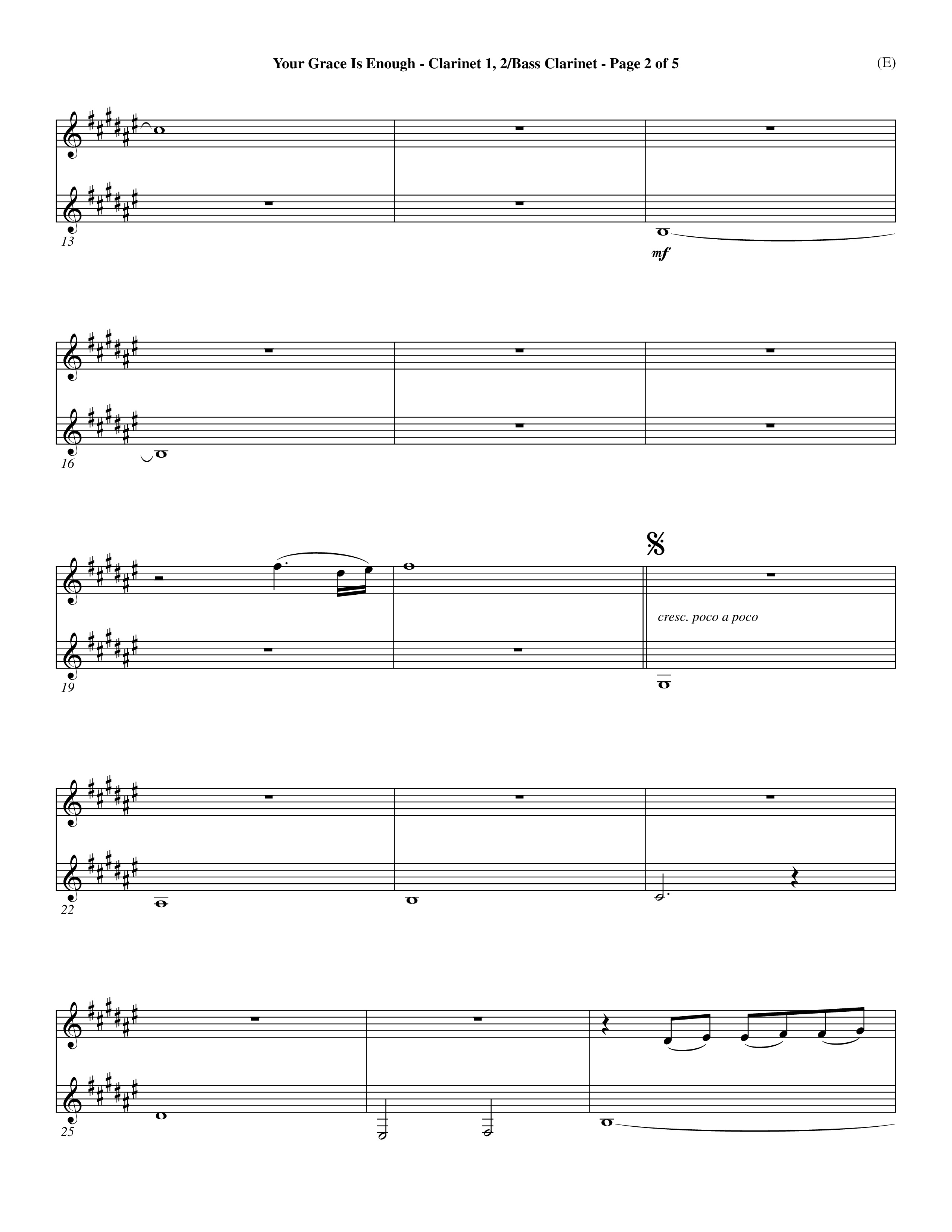 Your Grace Is Enough (Choral Anthem SATB) Clarinet 1/2, Bass Clarinet (Word Music Choral / Orch. Dave Williamson)