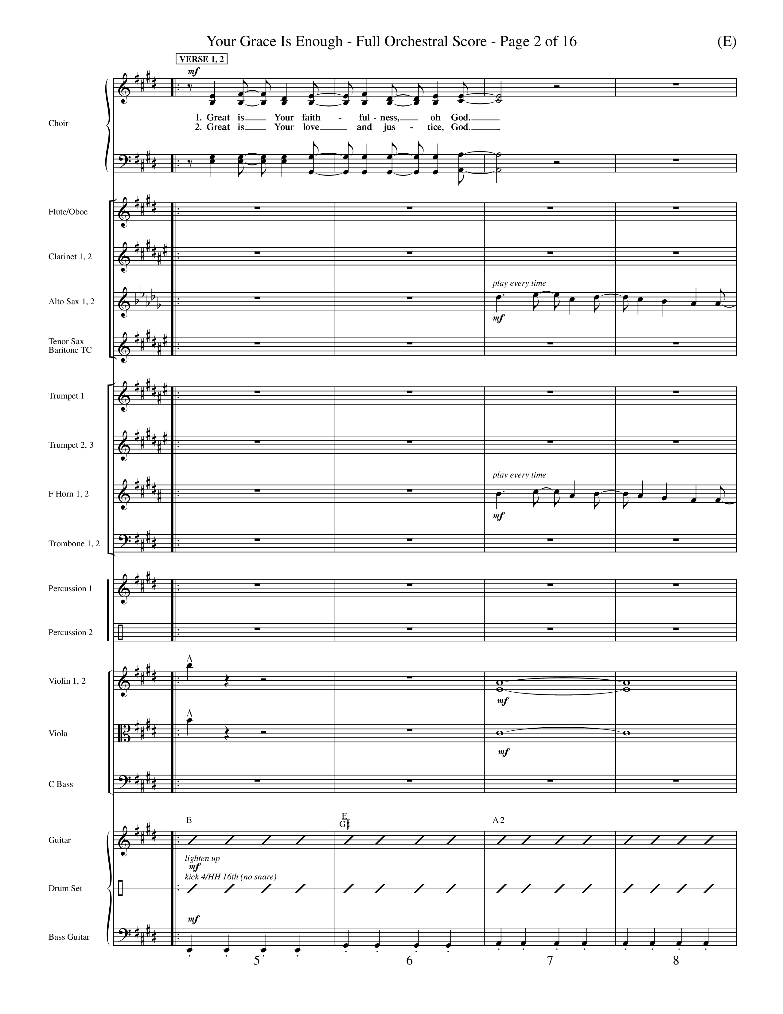 Your Grace Is Enough (Choral Anthem SATB) Conductor's Score (Word Music Choral / Orch. Dave Williamson)