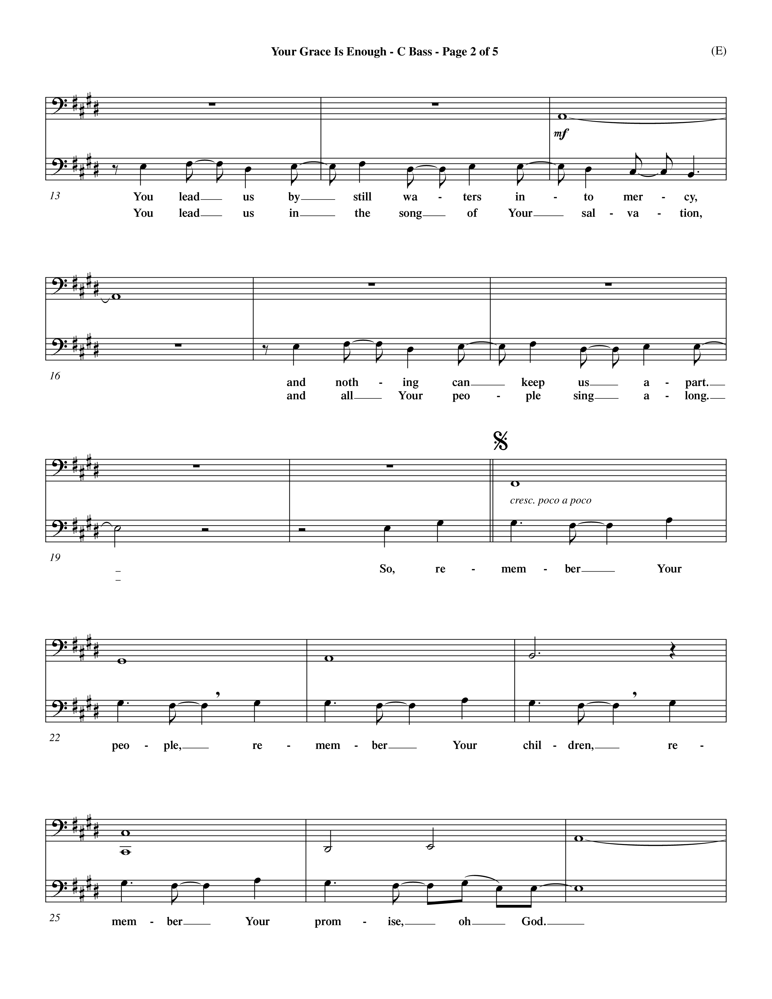 Your Grace Is Enough (Choral Anthem SATB) Contrabass (Word Music Choral / Orch. Dave Williamson)