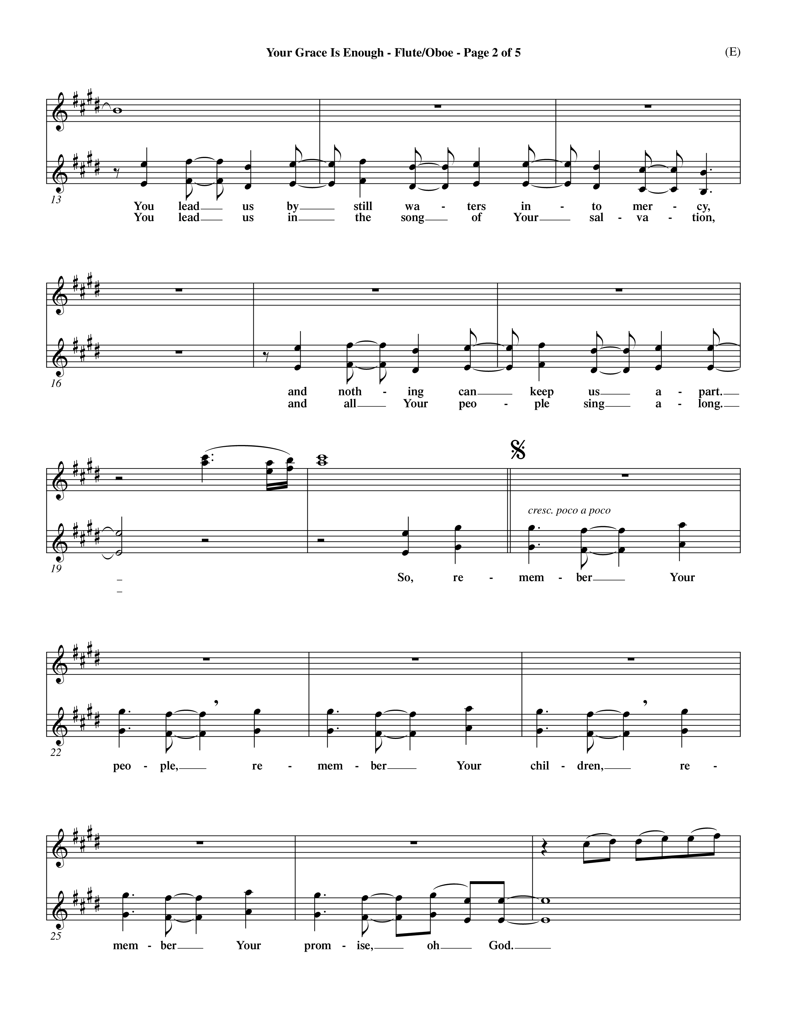 Your Grace Is Enough (Choral Anthem SATB) Flute/Oboe (Word Music Choral / Orch. Dave Williamson)