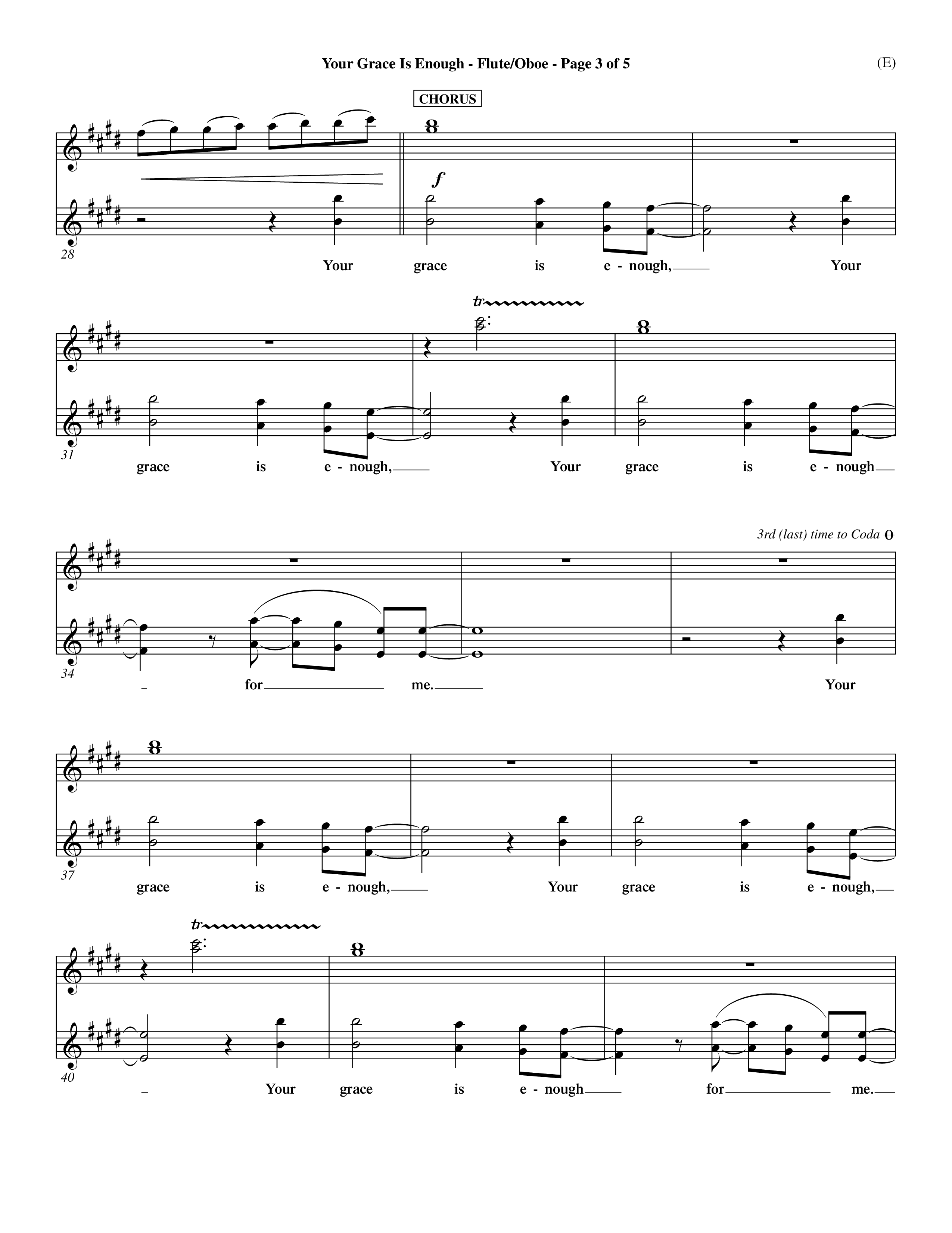 Your Grace Is Enough (Choral Anthem SATB) Flute/Oboe (Word Music Choral / Orch. Dave Williamson)