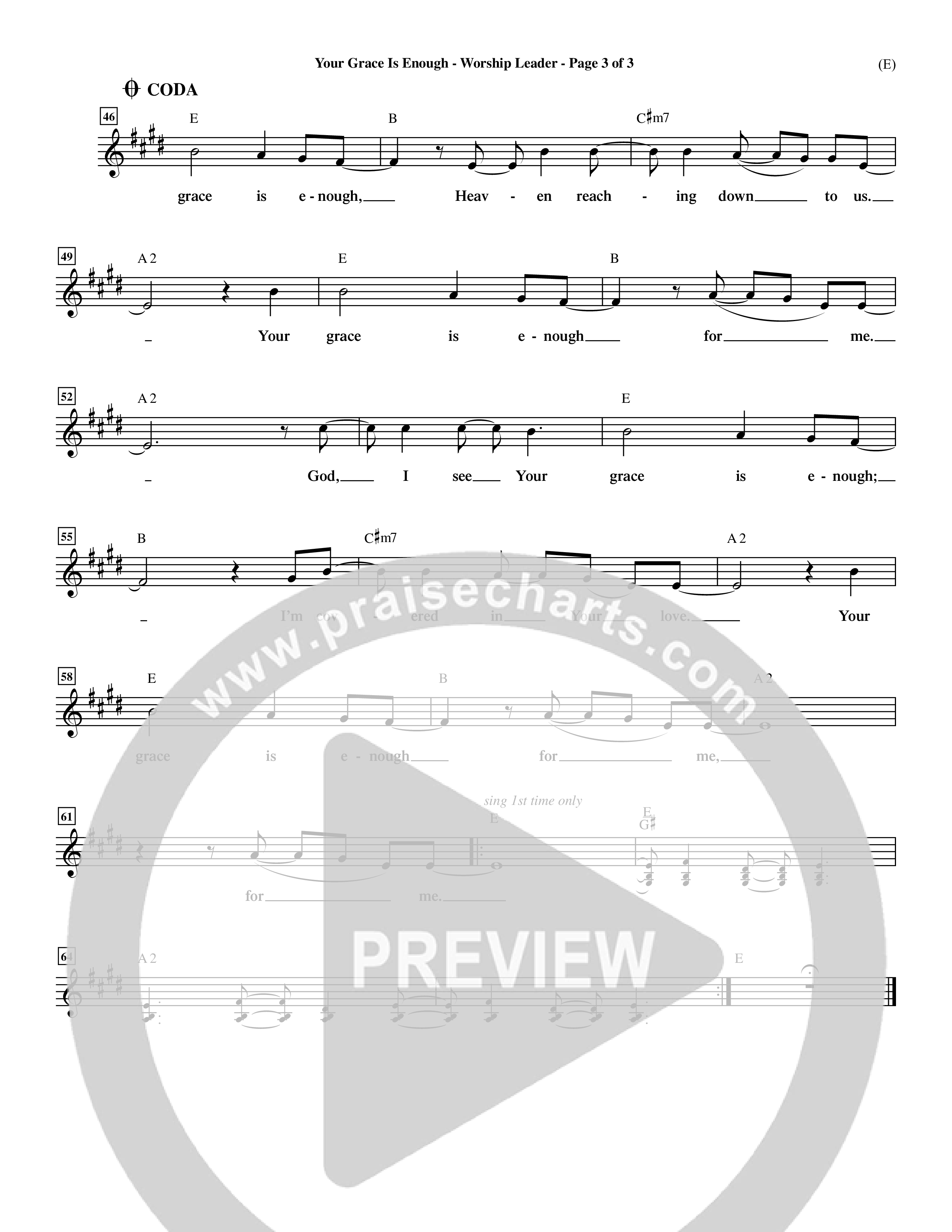 Your Grace Is Enough (Choral Anthem SATB) Lead Sheet (Mel) (Word Music Choral / Orch. Dave Williamson)