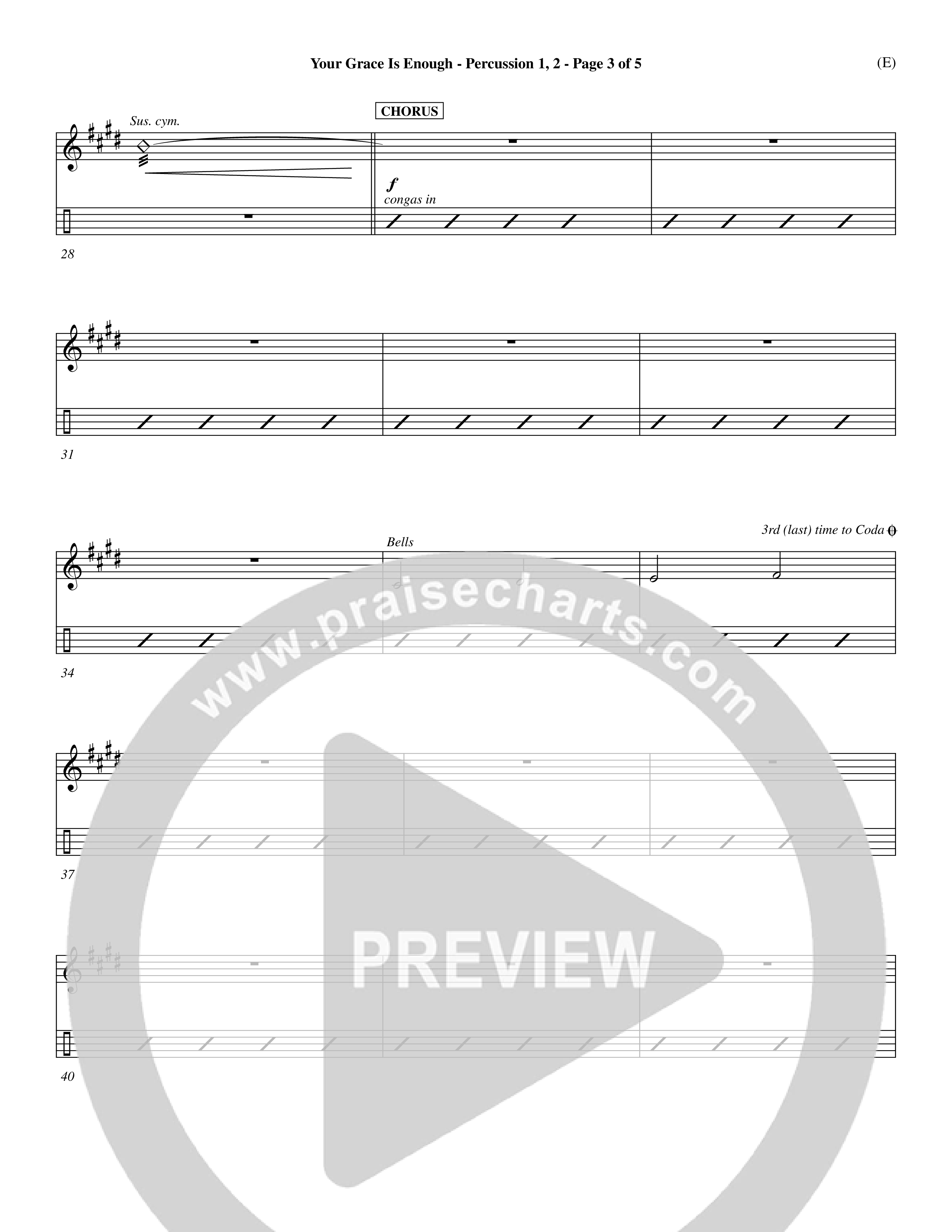 Your Grace Is Enough (Choral Anthem SATB) Percussion 1/2 (Word Music Choral / Orch. Dave Williamson)