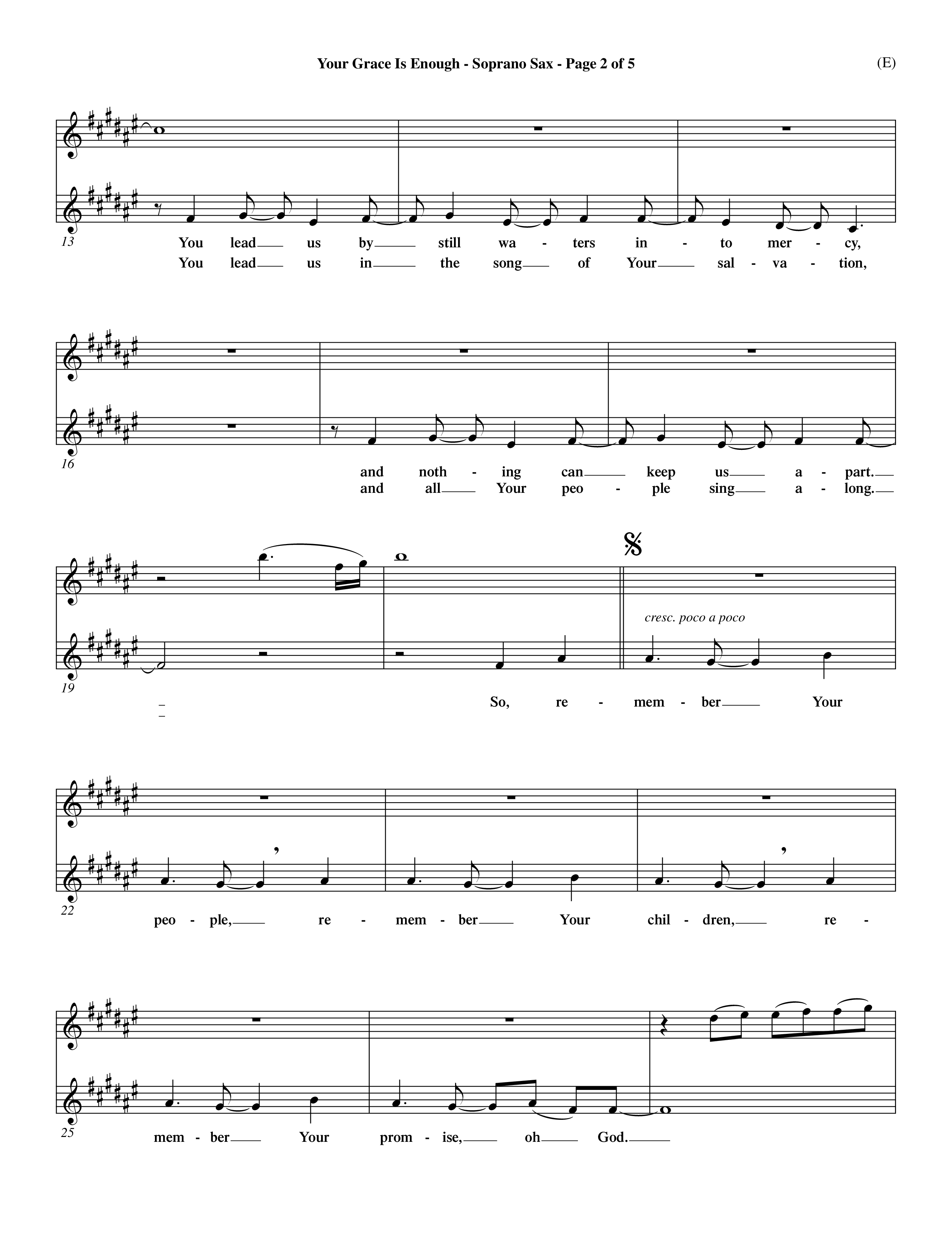 Your Grace Is Enough (Choral Anthem SATB) Saxophone (Word Music Choral / Orch. Dave Williamson)