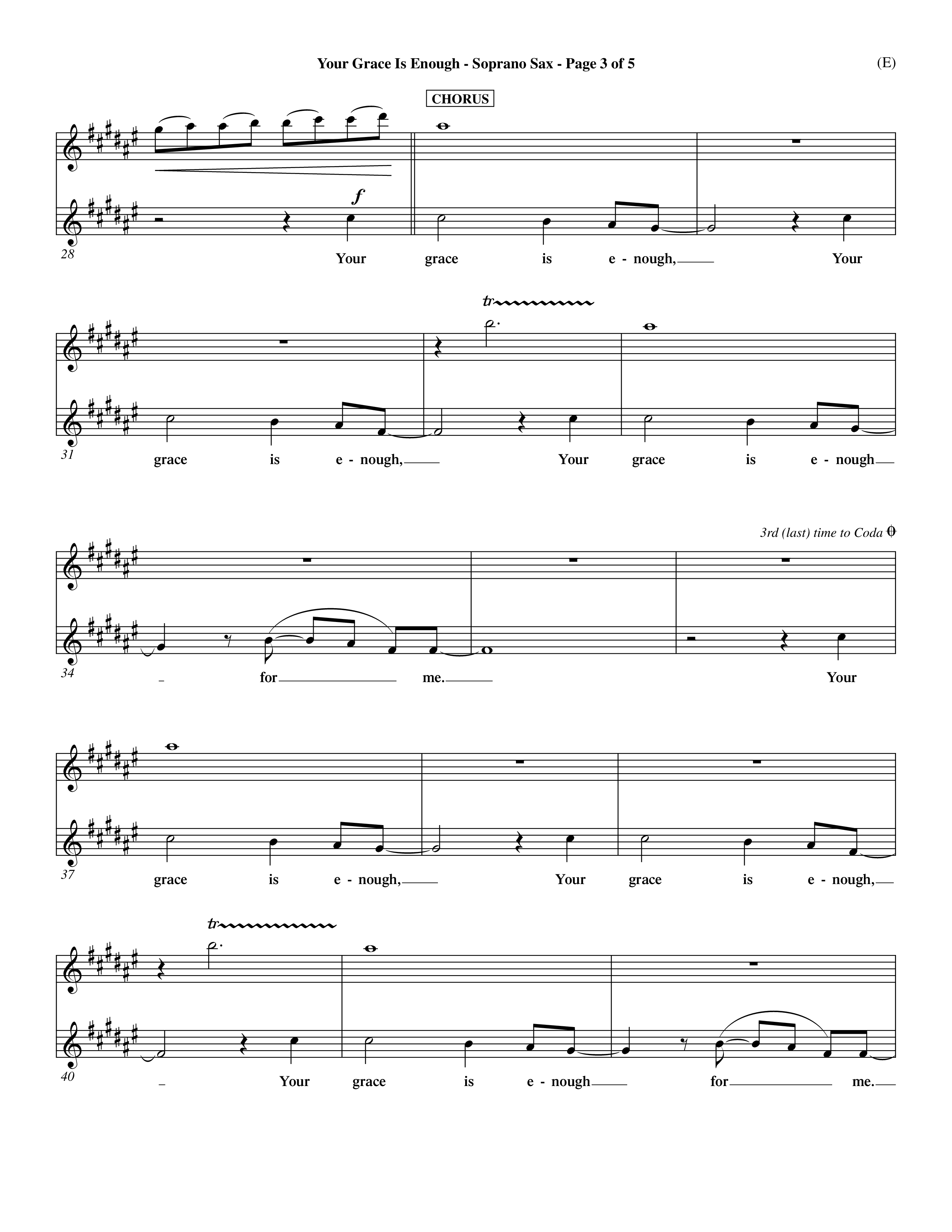 Your Grace Is Enough (Choral Anthem SATB) Saxophone (Word Music Choral / Orch. Dave Williamson)