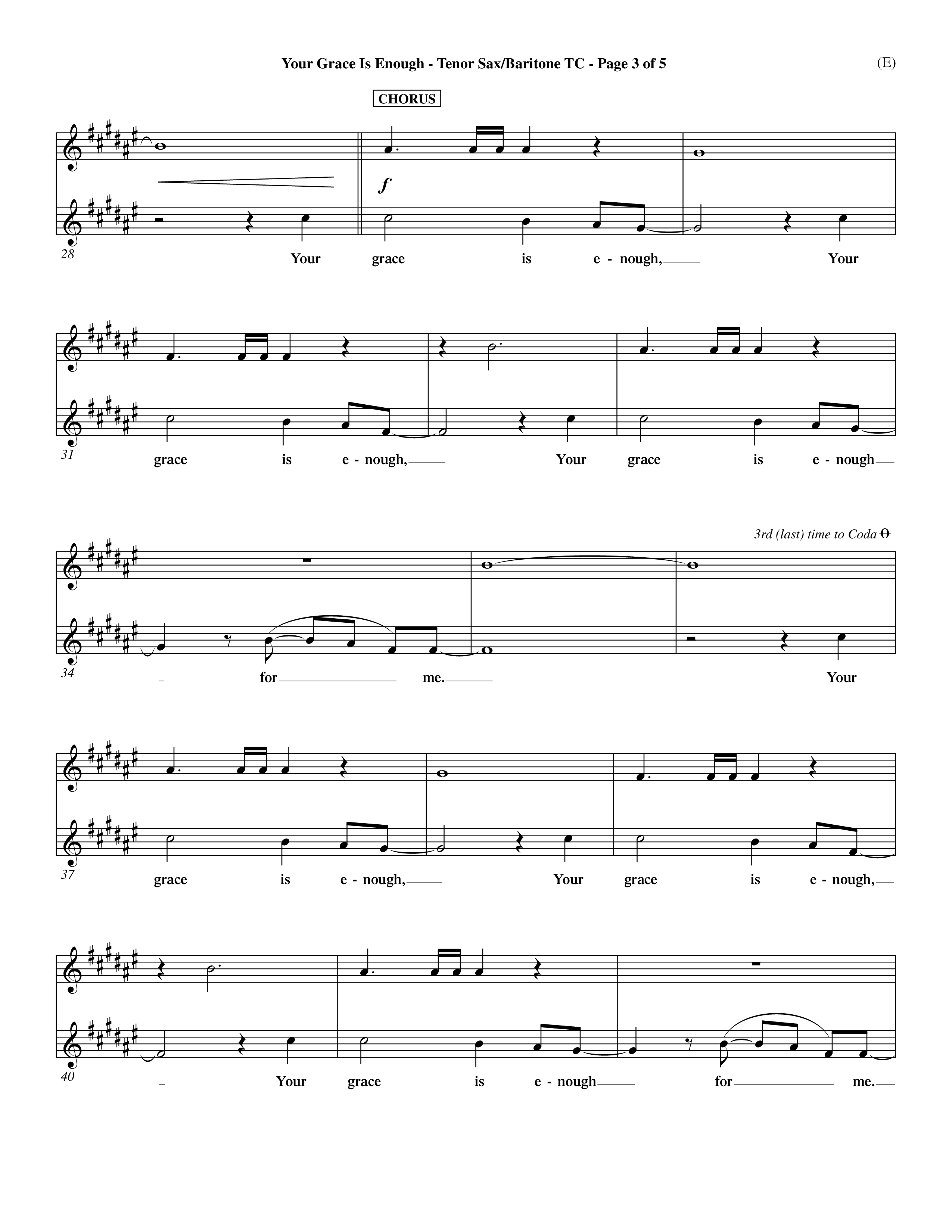 Your Grace Is Enough (Choral Anthem SATB) Tenor Sax/Baritone T.C. (Word Music Choral / Orch. Dave Williamson)