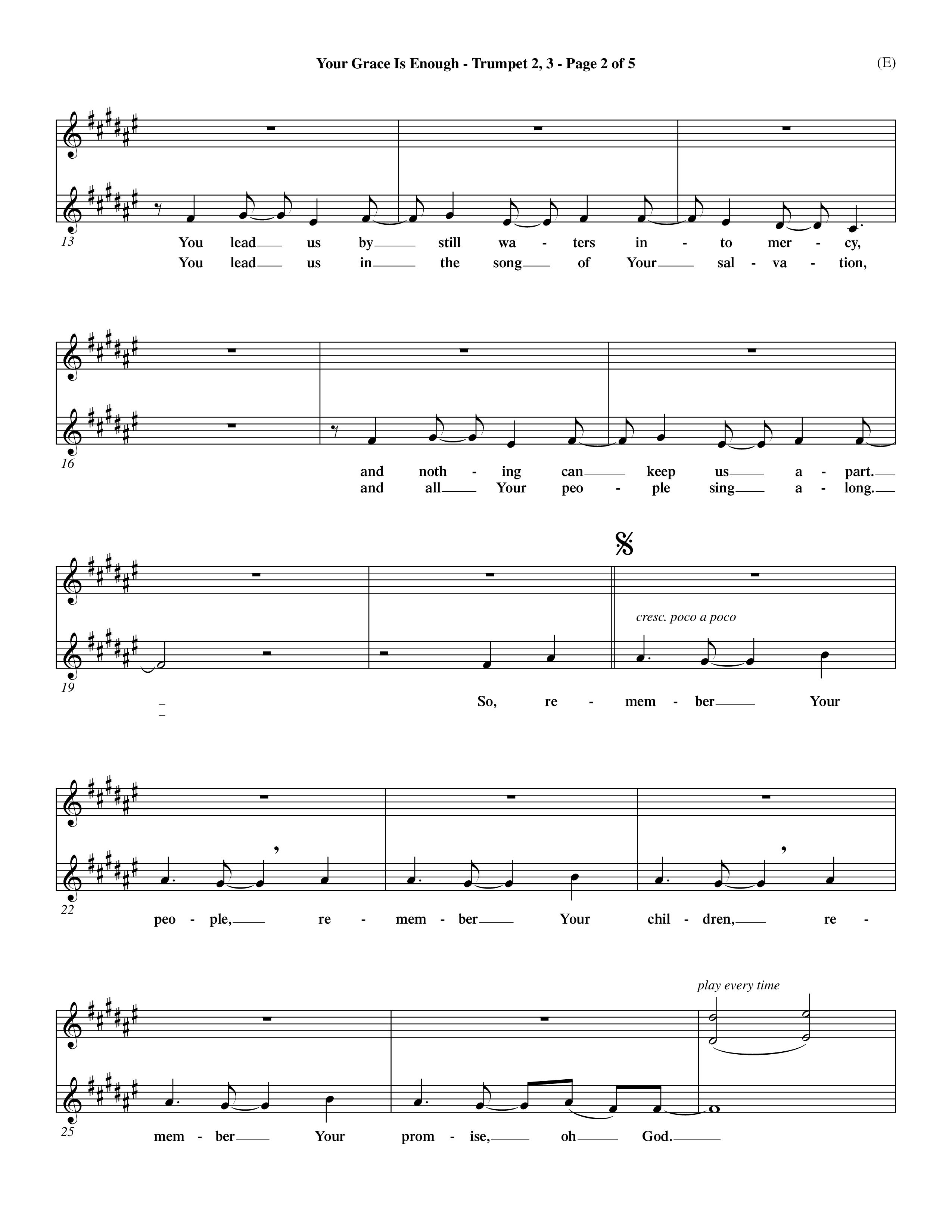 Your Grace Is Enough (Choral Anthem SATB) Trumpet 2/3 (Word Music Choral / Orch. Dave Williamson)