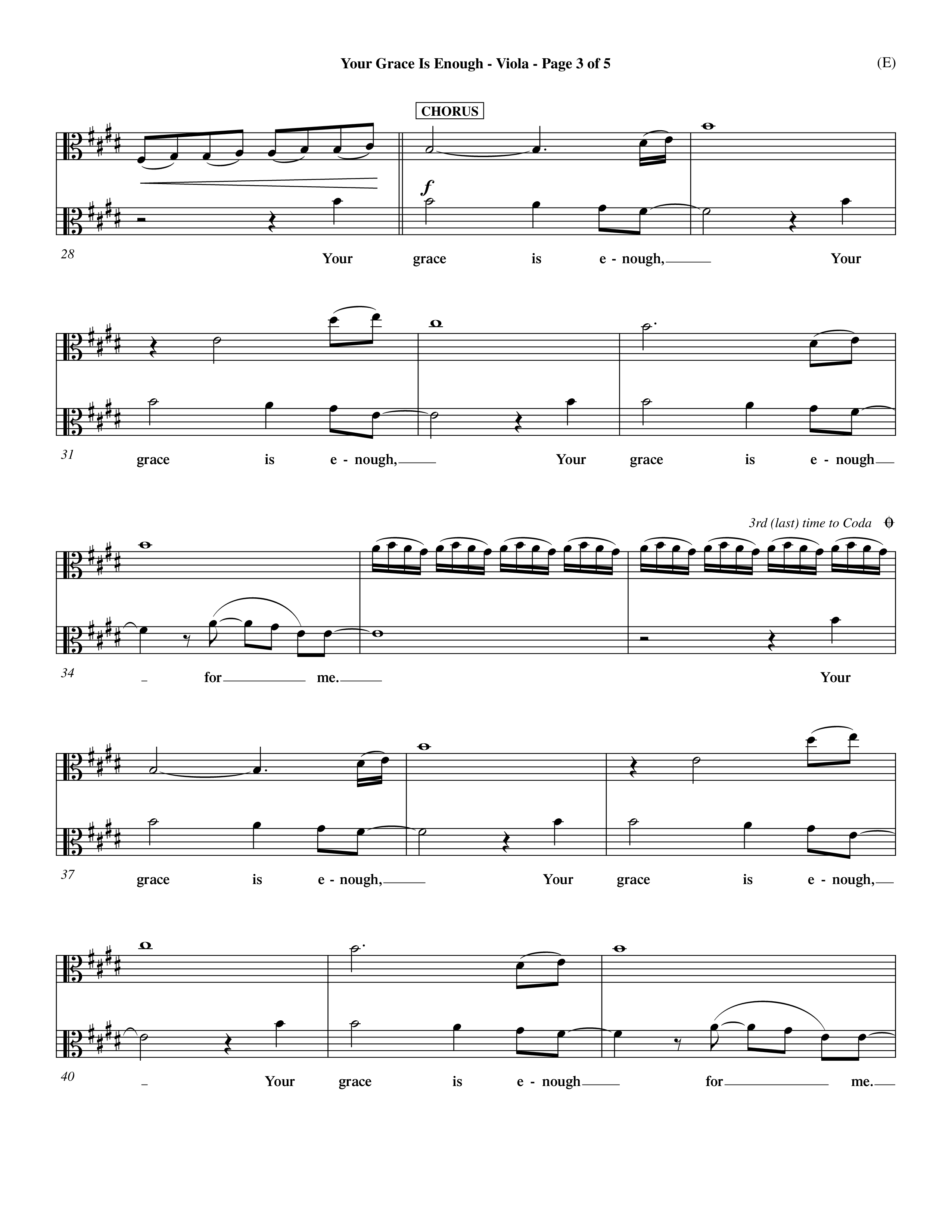 Your Grace Is Enough (Choral Anthem SATB) Viola (Word Music Choral / Orch. Dave Williamson)