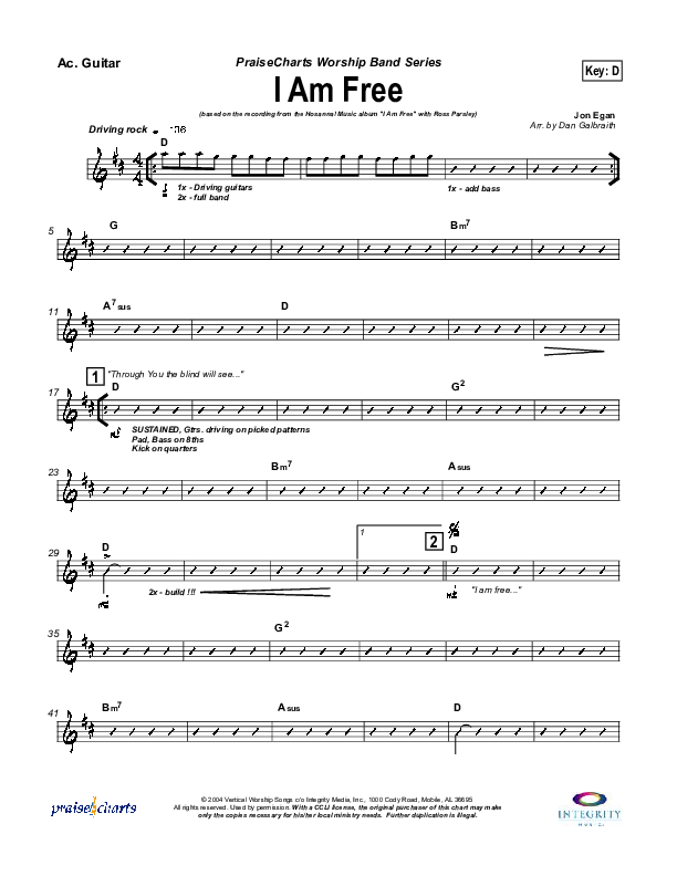 I Am Free Acoustic Guitar (New Life Worship)