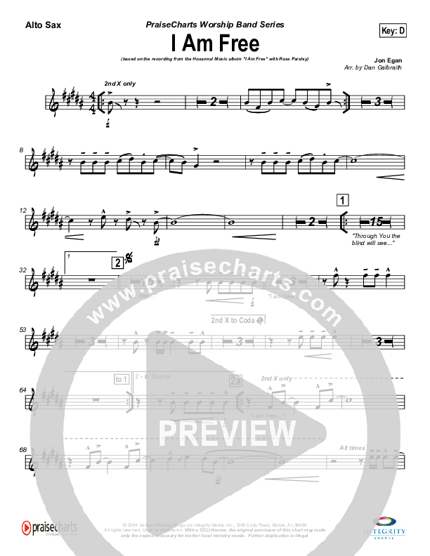 I Am Free Alto Sax (New Life Worship)