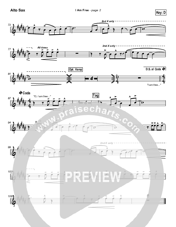 I Am Free Alto Sax (New Life Worship)