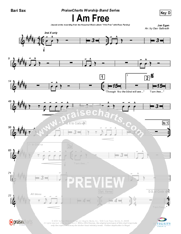 I Am Free Bari Sax (New Life Worship)