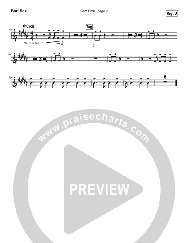 I Am Free Bari Sax (New Life Worship)