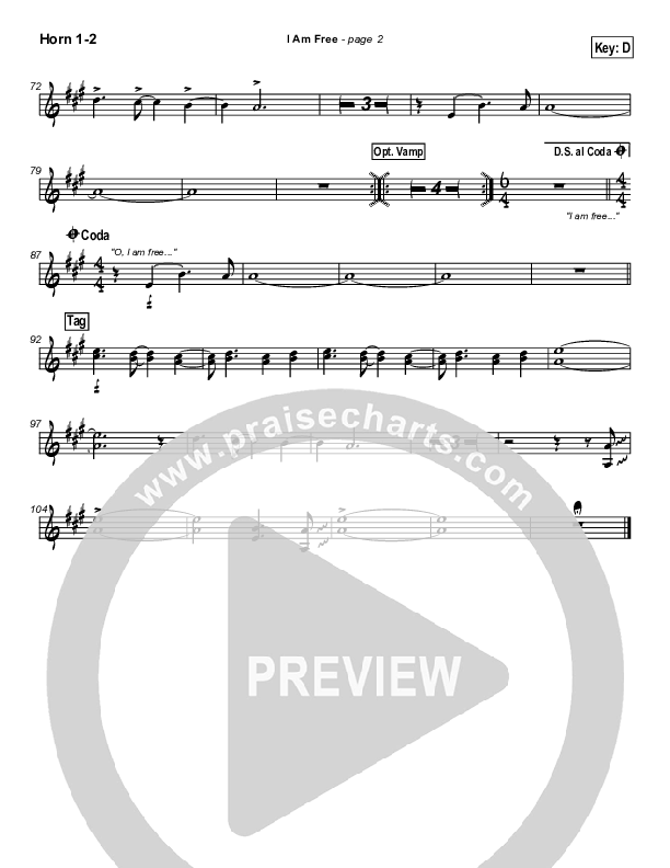 I Am Free French Horn 1/2 (New Life Worship)